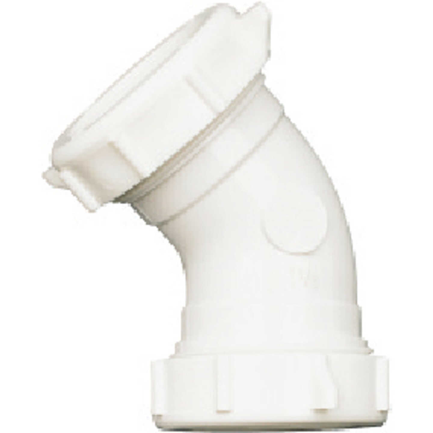 PP55-7W COUPLING ELBOW 45 DEG 1-1/2" PLASTIC WHT Image 1