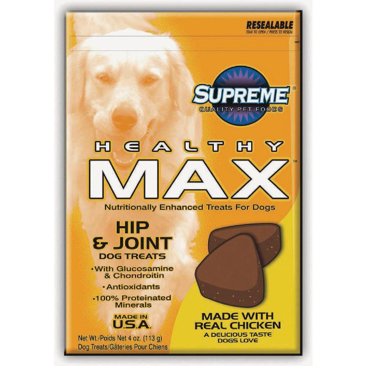 Supreme Healthy Max Hip & Joint Chicken Flavor Dog Treats, 4 Oz. 