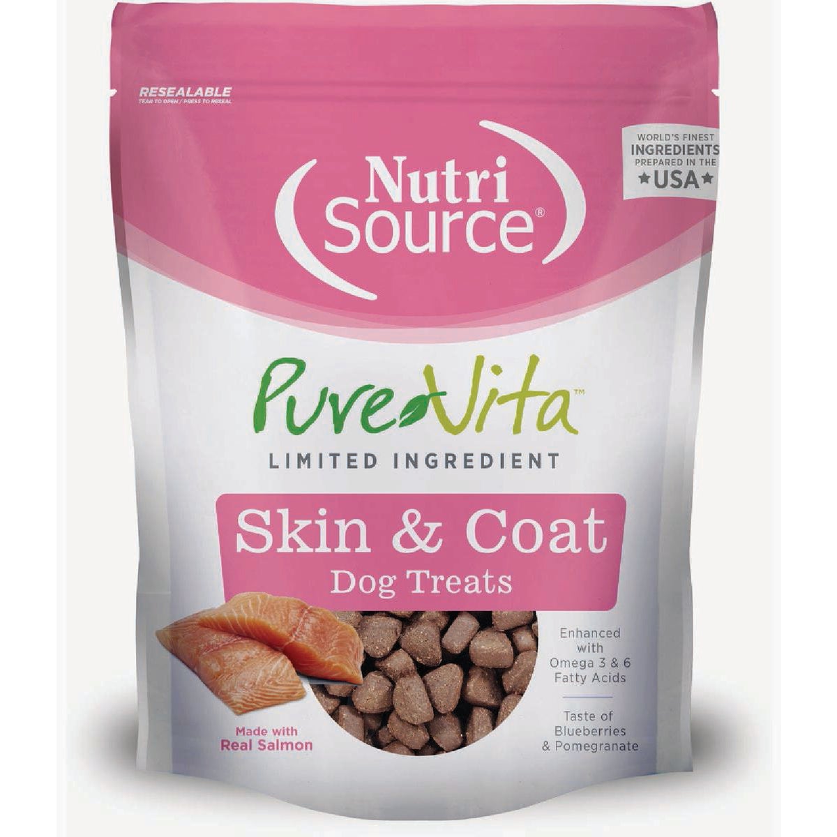 NutriSource Pure Vita Skin & Coat Salmon Flavor Dog Treats, 6 Oz.