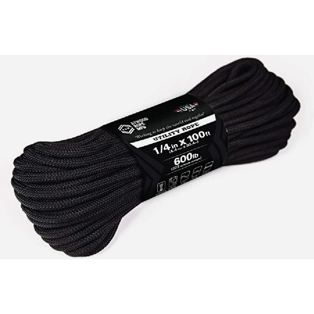 Atwood Rope 1/4 In. x 100 Ft. Diamond Braided Polypropylene Packaged Rope, Assorted Colors