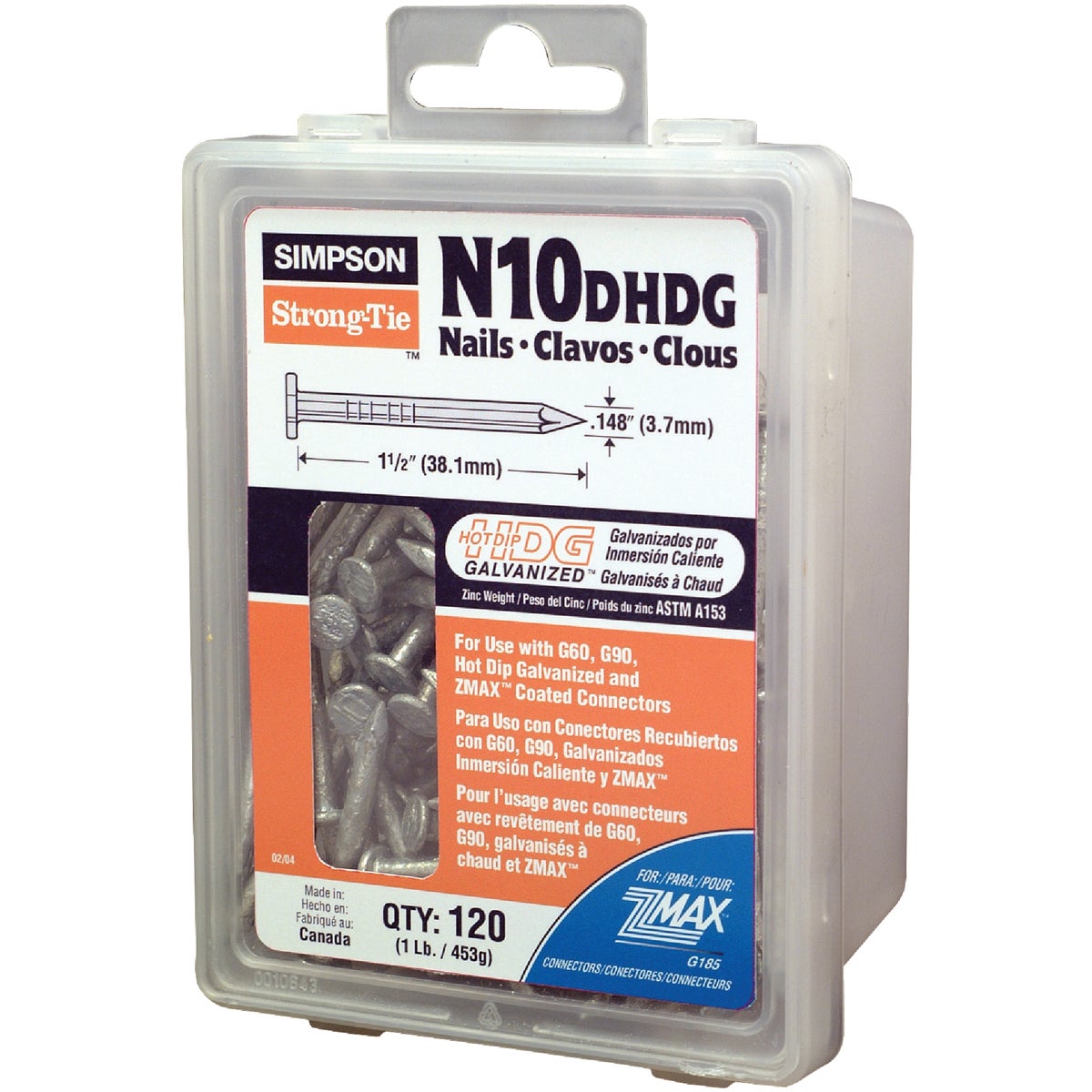 Simpson Strong-Tie 10d x 1-1/2 In. 9 ga Hot Dipped Galvanized Joist Nails (120-Count, 1 Lb.)