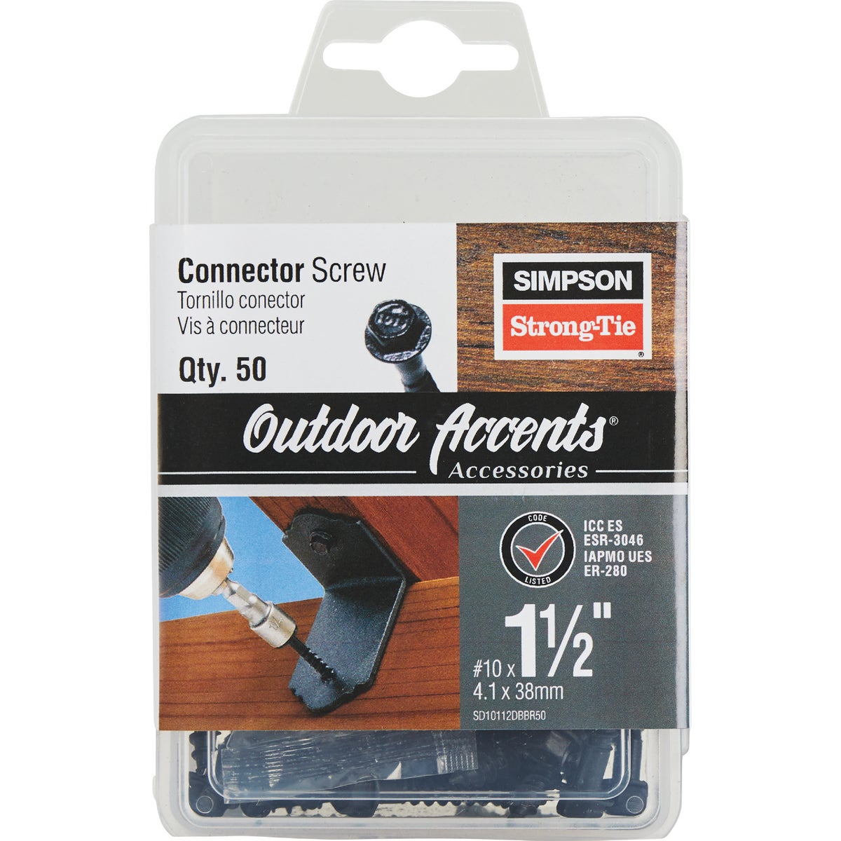 Simpson Strong-Tie Outdoor Accents #10 x 1-1/2 In. Hex-Head Black Connector Screw (50-Count) Image 2