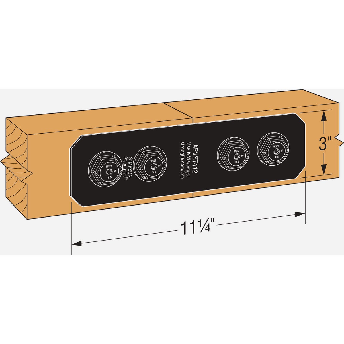 Simpson Strong-Tie Outdoor Accents Avant Collection ZMAX 4X 3 In. x 11-1/4 In. Black Strap Image 2