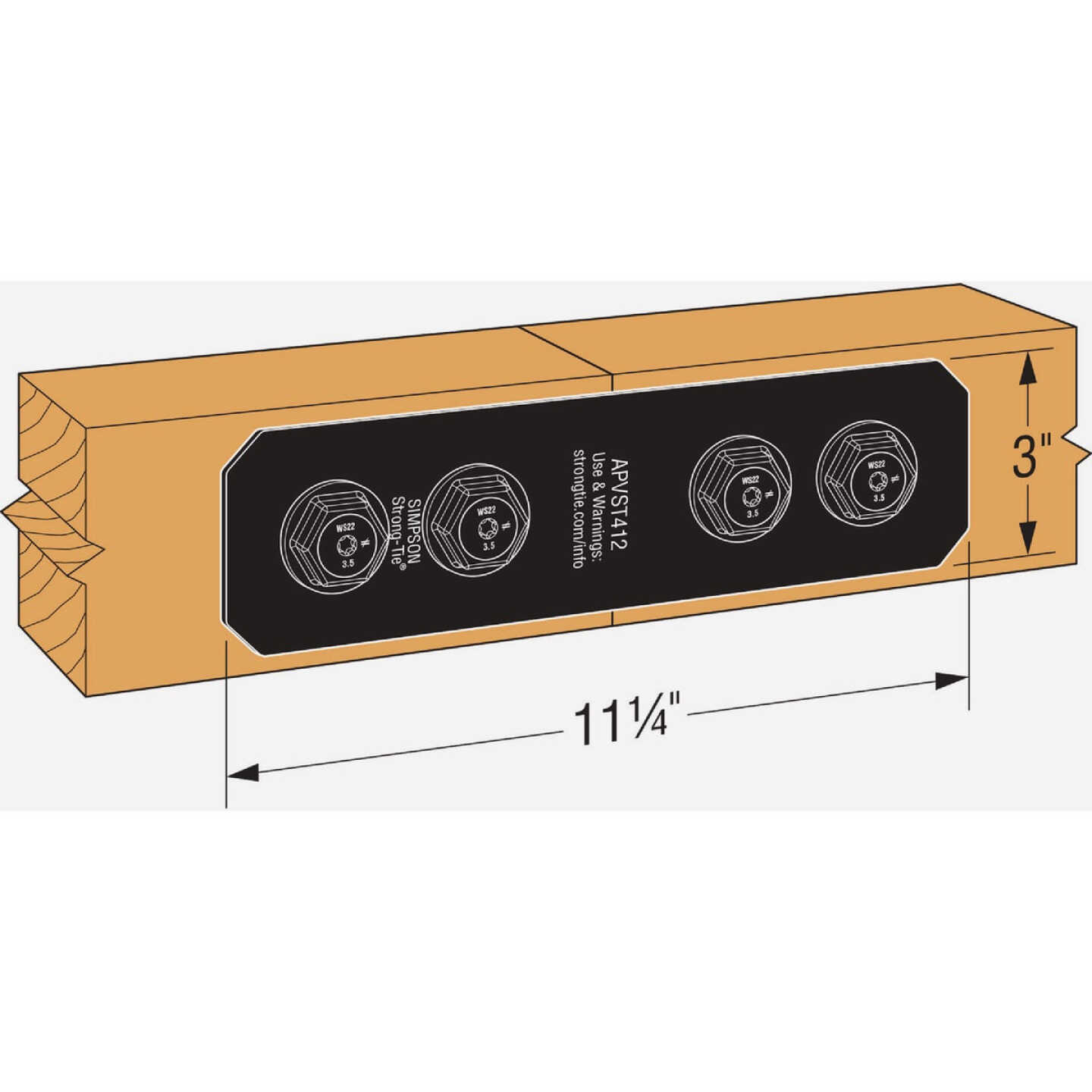 Simpson Strong-Tie Outdoor Accents Avant Collection ZMAX 4X 3 In. x 11-1/4 In. Black Strap Image 2