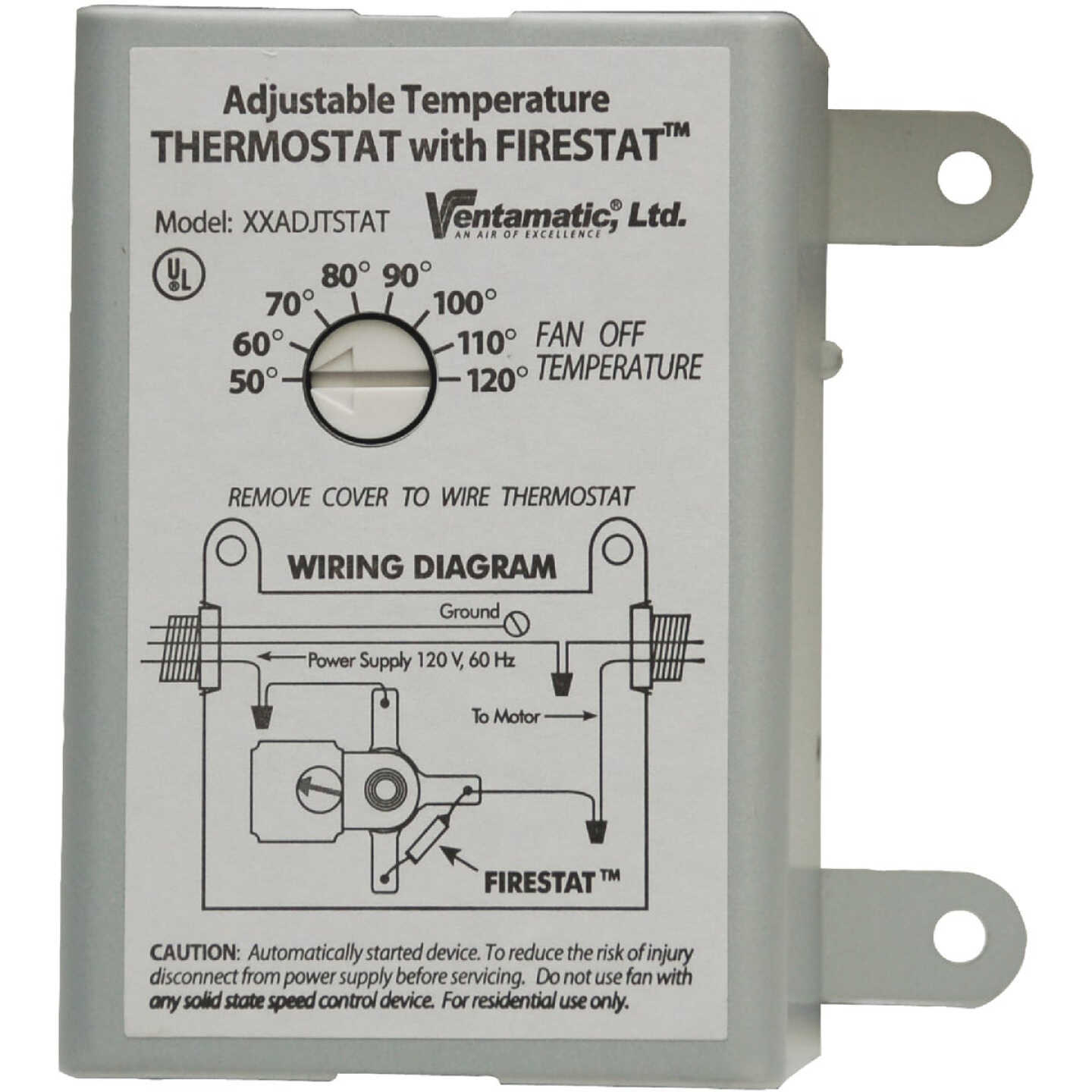 Ventamatic Power Attic Vent Thermostat with Firestat Image 1