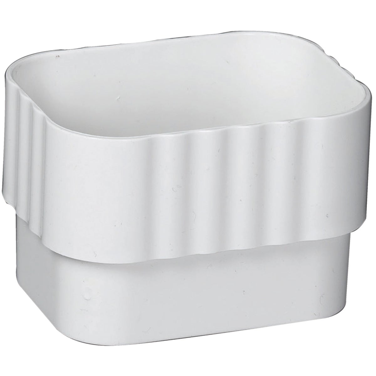 Amerimax 2 In. x 3 In. Traditional K-Style White Vinyl Downspout Connector Image 1
