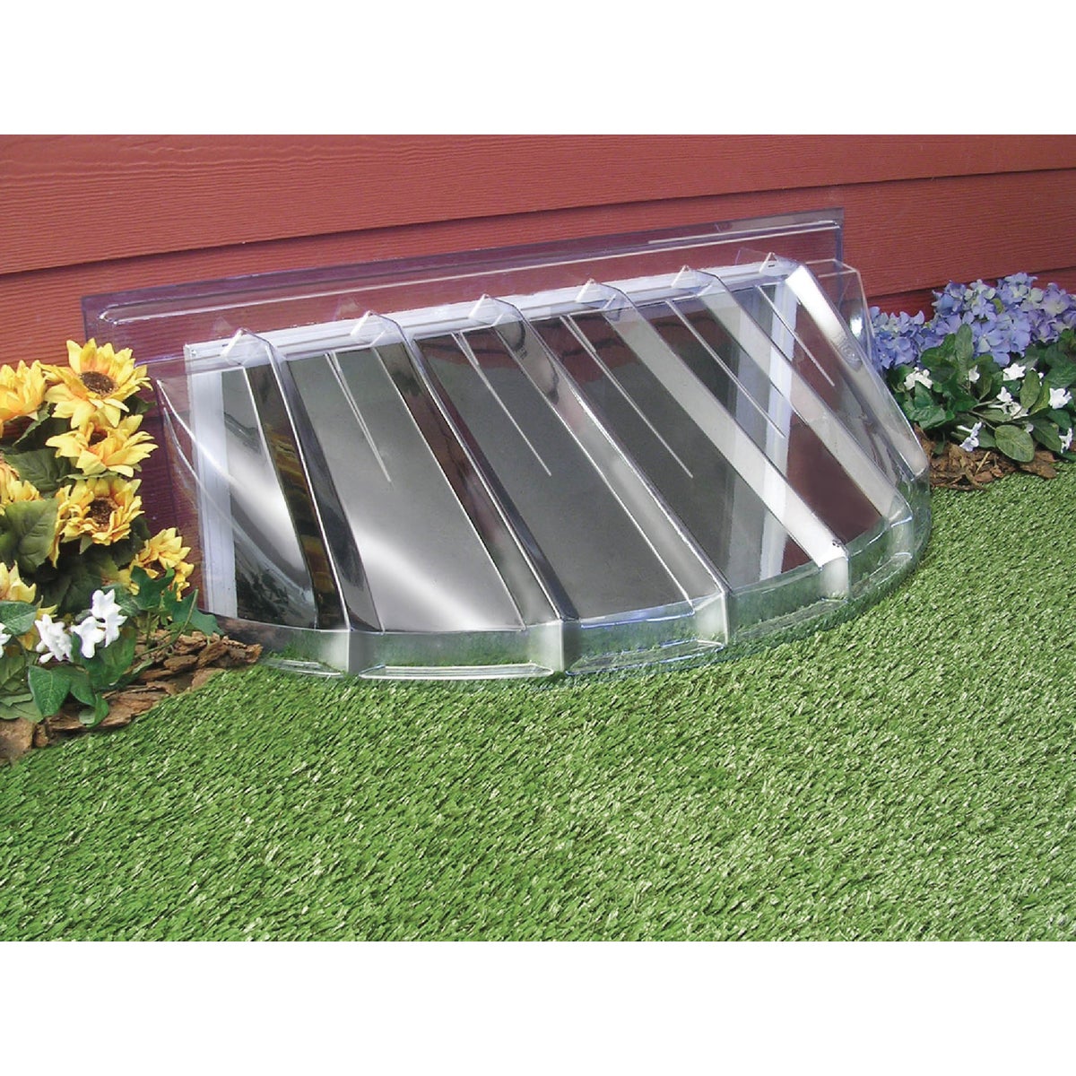 Shape Products 40 In. x 18 In. Round Ribbed Style Bubble Plastic Window Well Cover