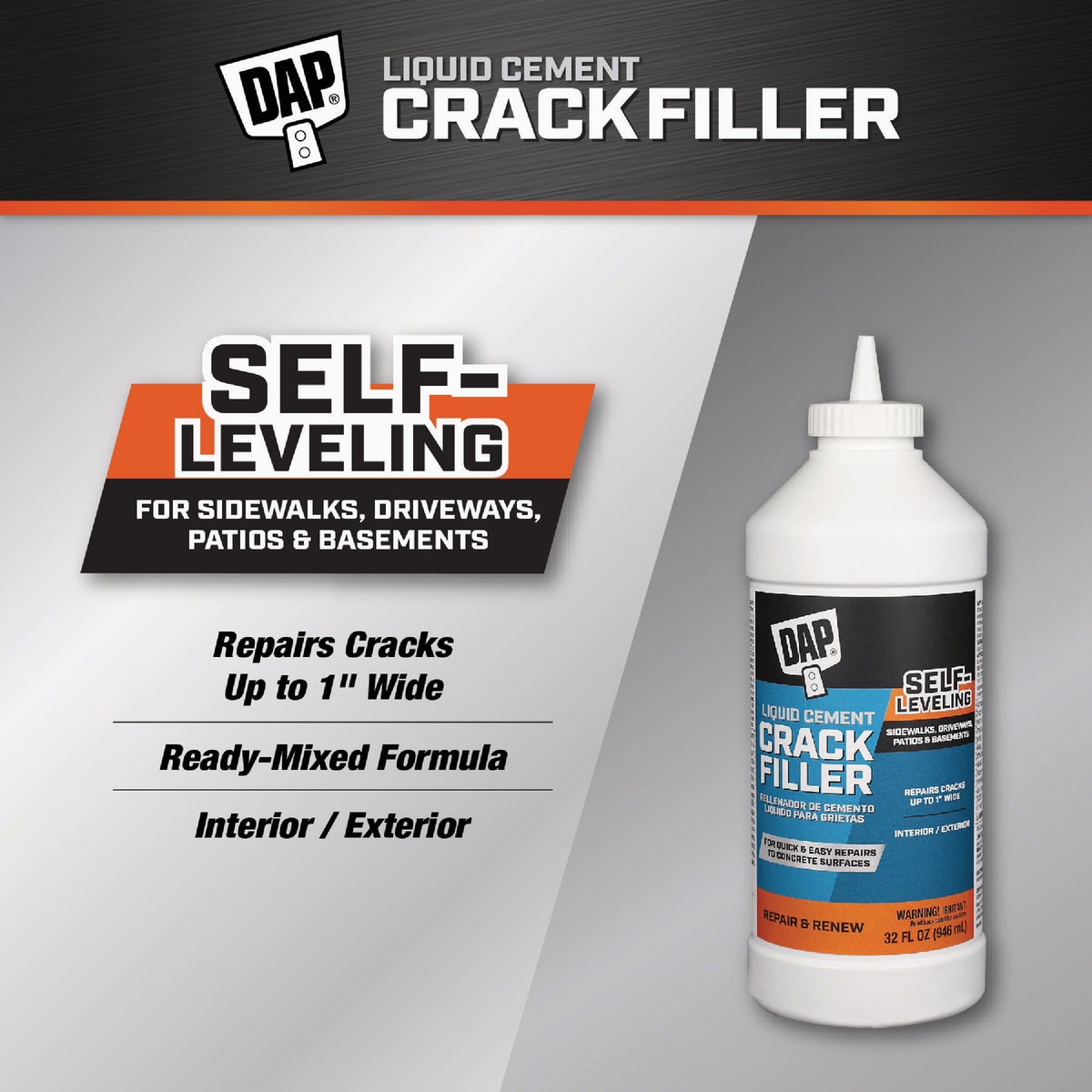 Dap Ready-to-Use 1 Qt. Gray Liquid Cement Crack Filler Image 2
