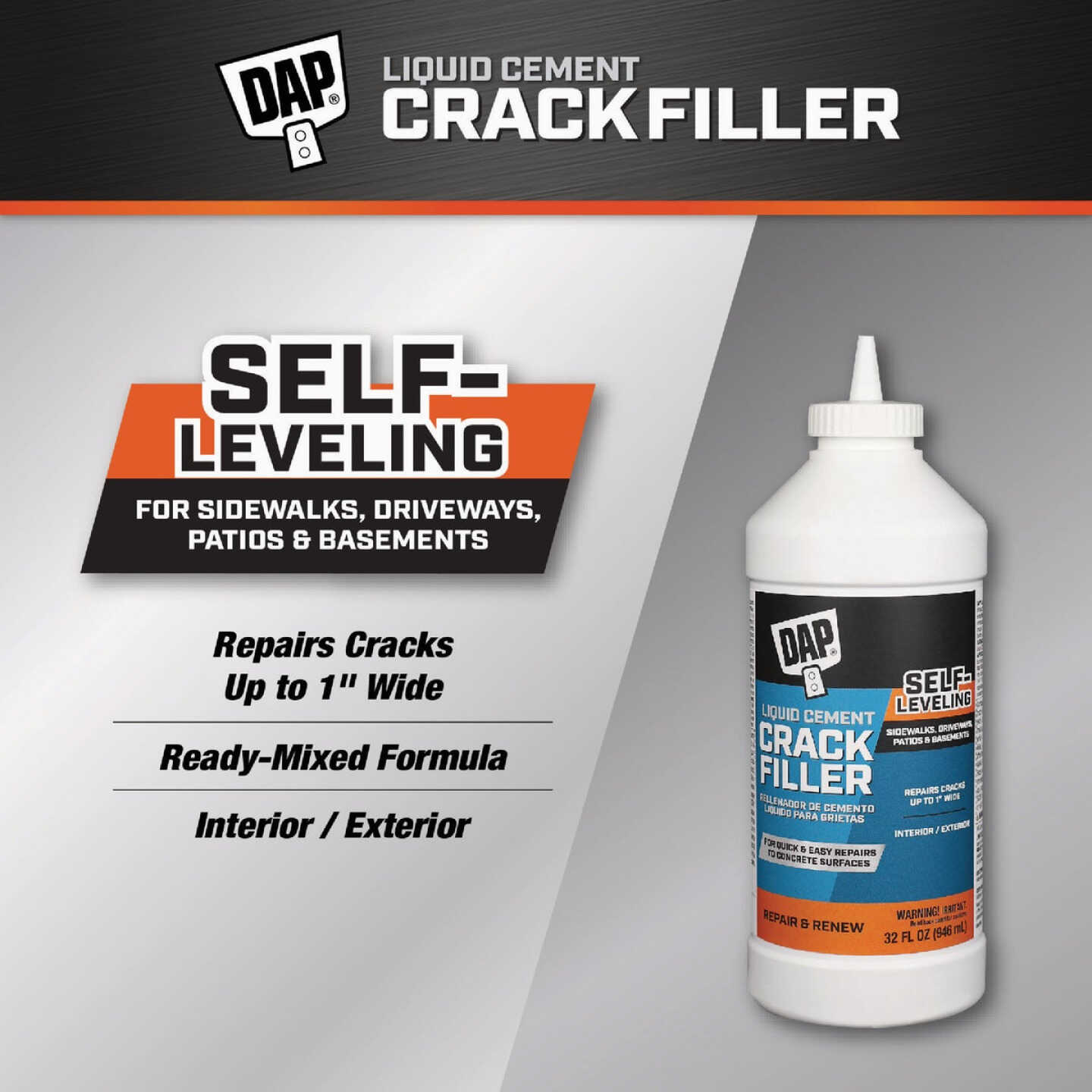 Dap Ready-to-Use 1 Qt. Gray Liquid Cement Crack Filler Image 2