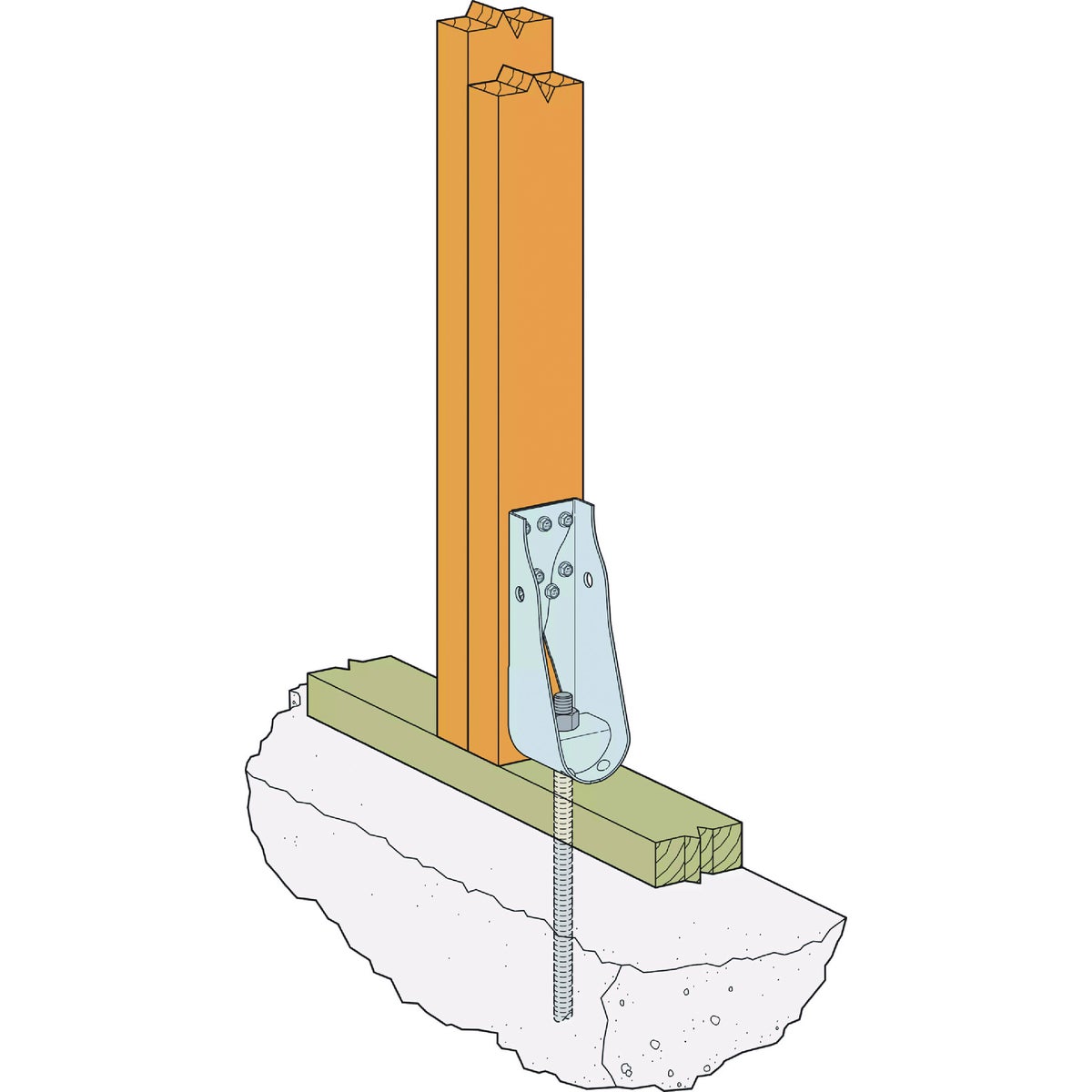Simpson Strong-Tie 2.89 In. W x 11.5 In. H x 3.32 In. B 14 ga Galvanized Predeflected Holdown Image 2