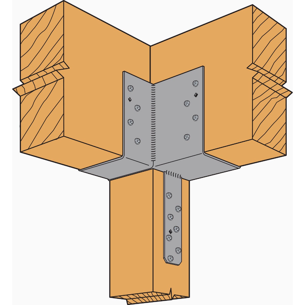 Simpson Strong-Tie ECCLLQ L-Shape End Column Cap for 6x Beam, 6x Post with Strong-Drive SDS Screws, Skewed Left Image 2