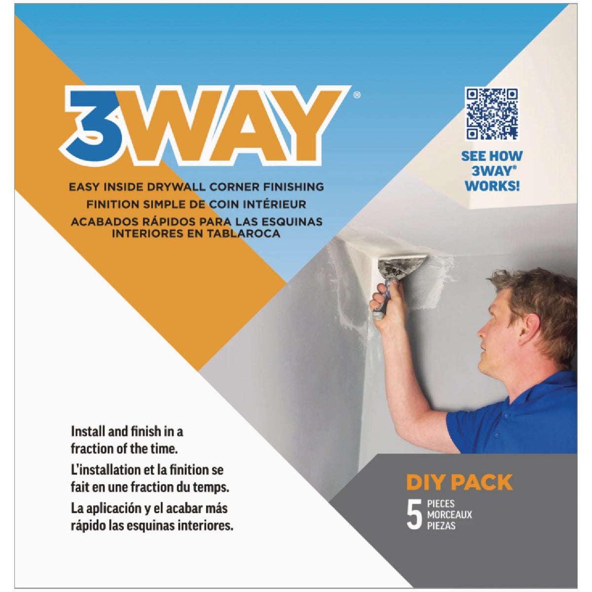 3Way Easy Prefabricated Inside Drywall Corner (5-Pack) Image 2