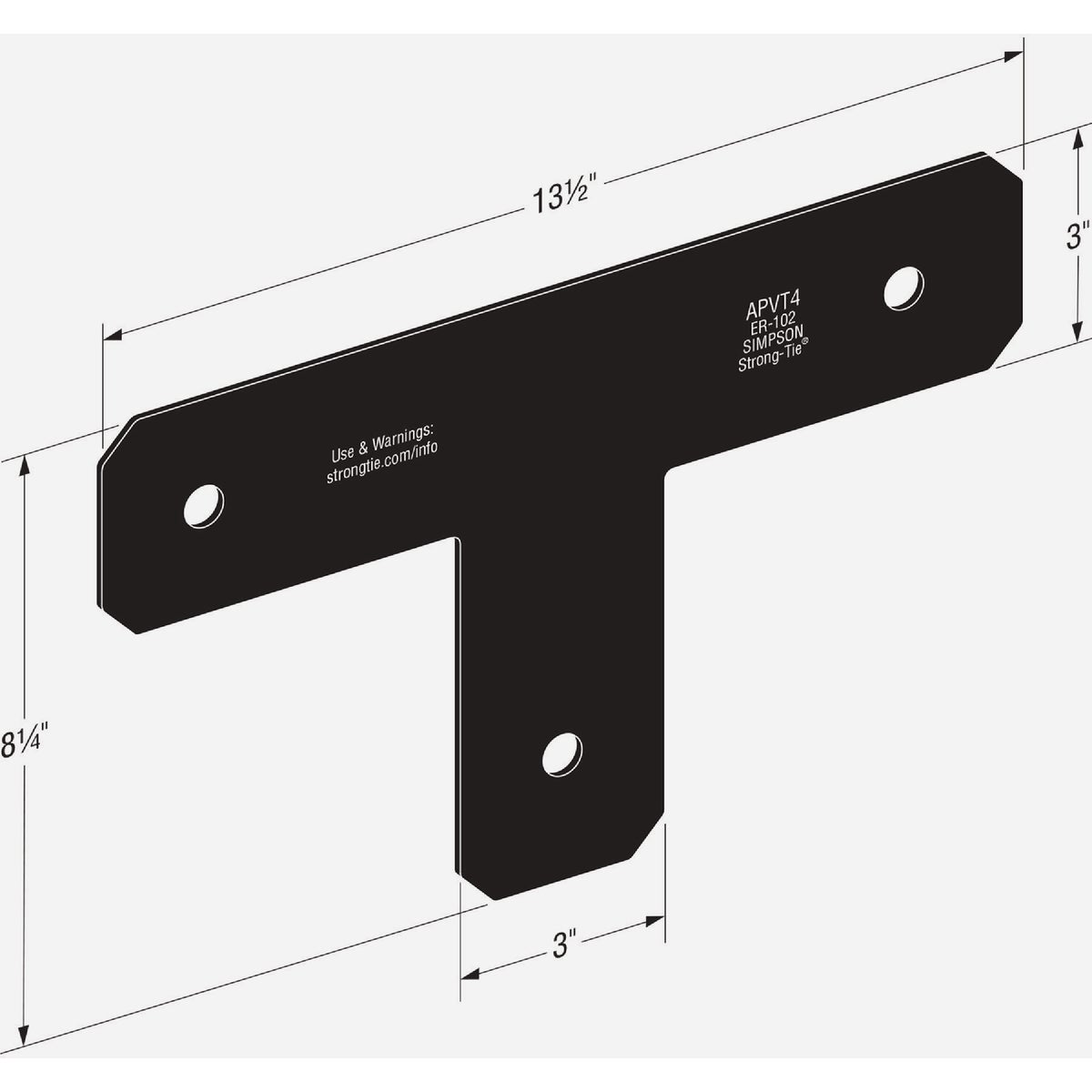 Simpson Strong-Tie Outdoor Accents Avant Collection ZMAX 4X4 Black T Strap Image 2