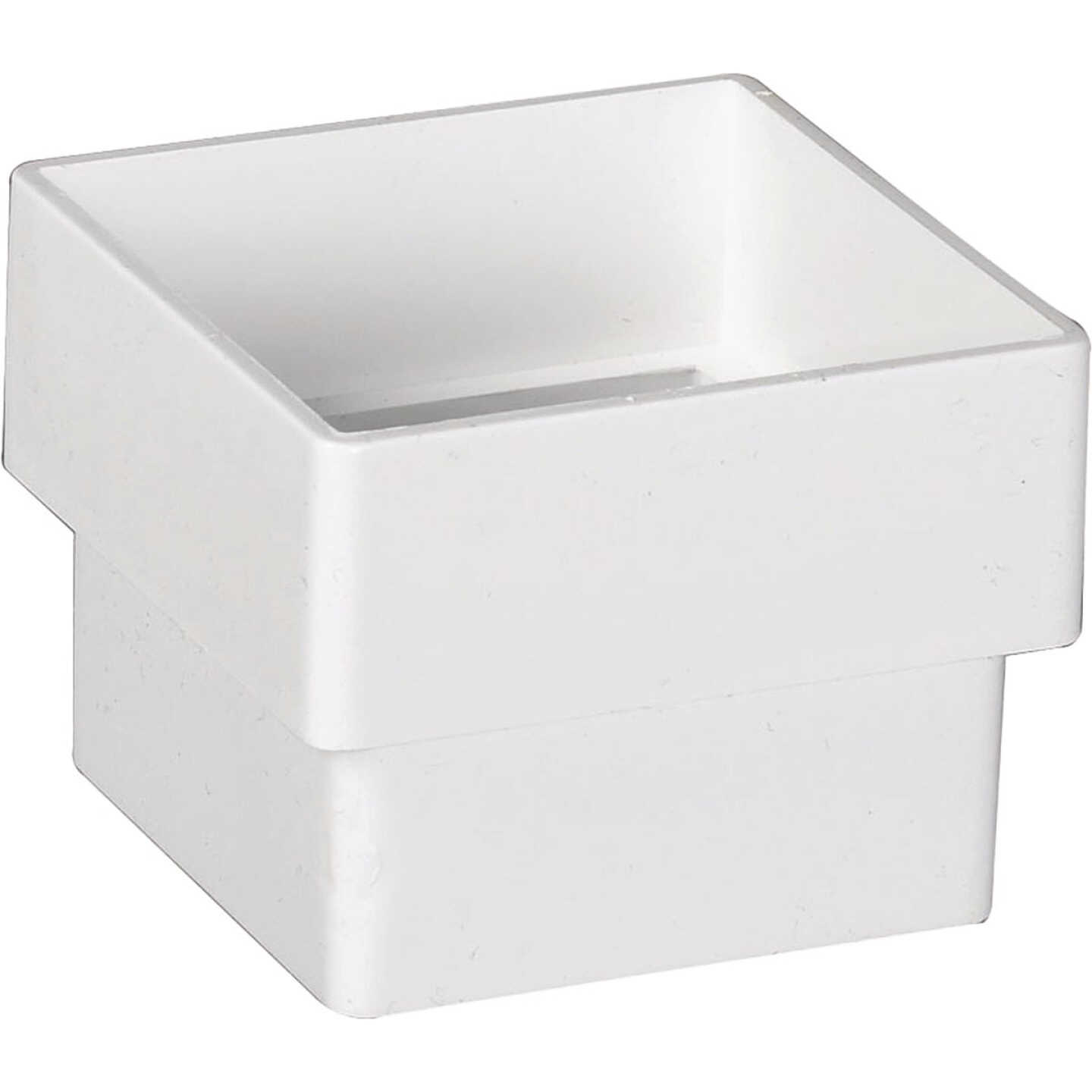 Amerimax 2 In. Contemporary Square White Vinyl Downspout Connector Image 1