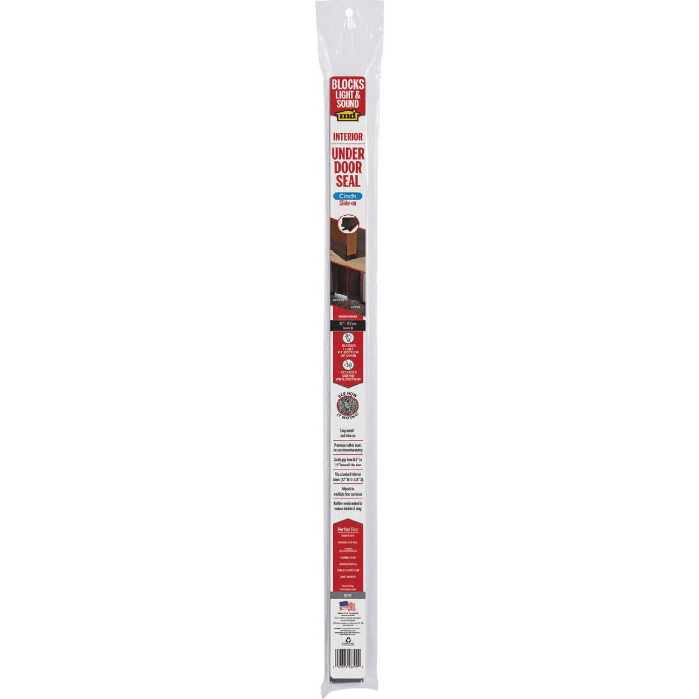 M-D Building Products CINCH 1.375 In. W. x 2.125 In. H. x 32 In. L. Vinyl & Rubber Brown Door Bottom Image 6