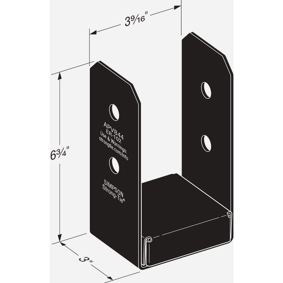 Simpson Strong-Tie Outdoor Accents Avant Collection ZMAX 4X4 Black Post Base Image 2