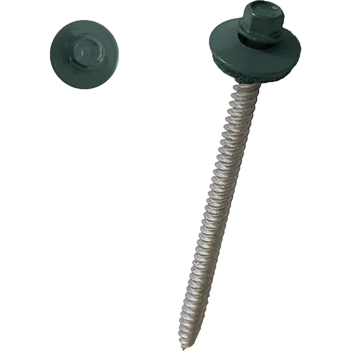 Ondura Premium 3" #9 Powder Coated Green Roofing Fastener Image 1