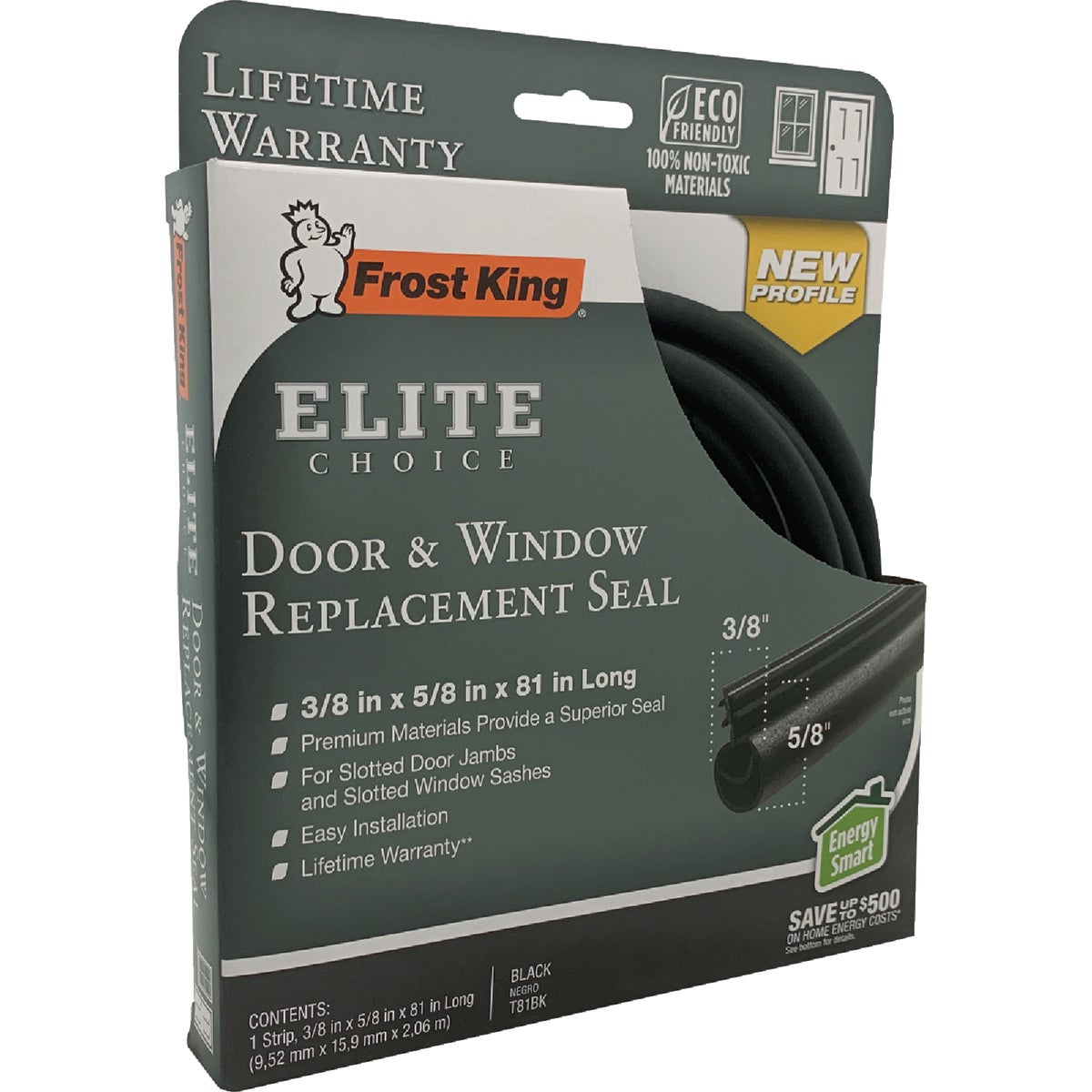 Frost King 3/8 In. x 5/8 In. x 81 In. Black Door & Window Replacement Seal Image 5