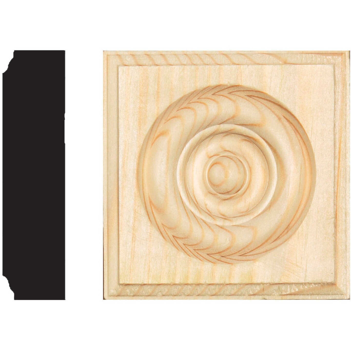 House of Fara 7/8 In. x 3-1/2 In. Unfinished Pine Rosette Image 1