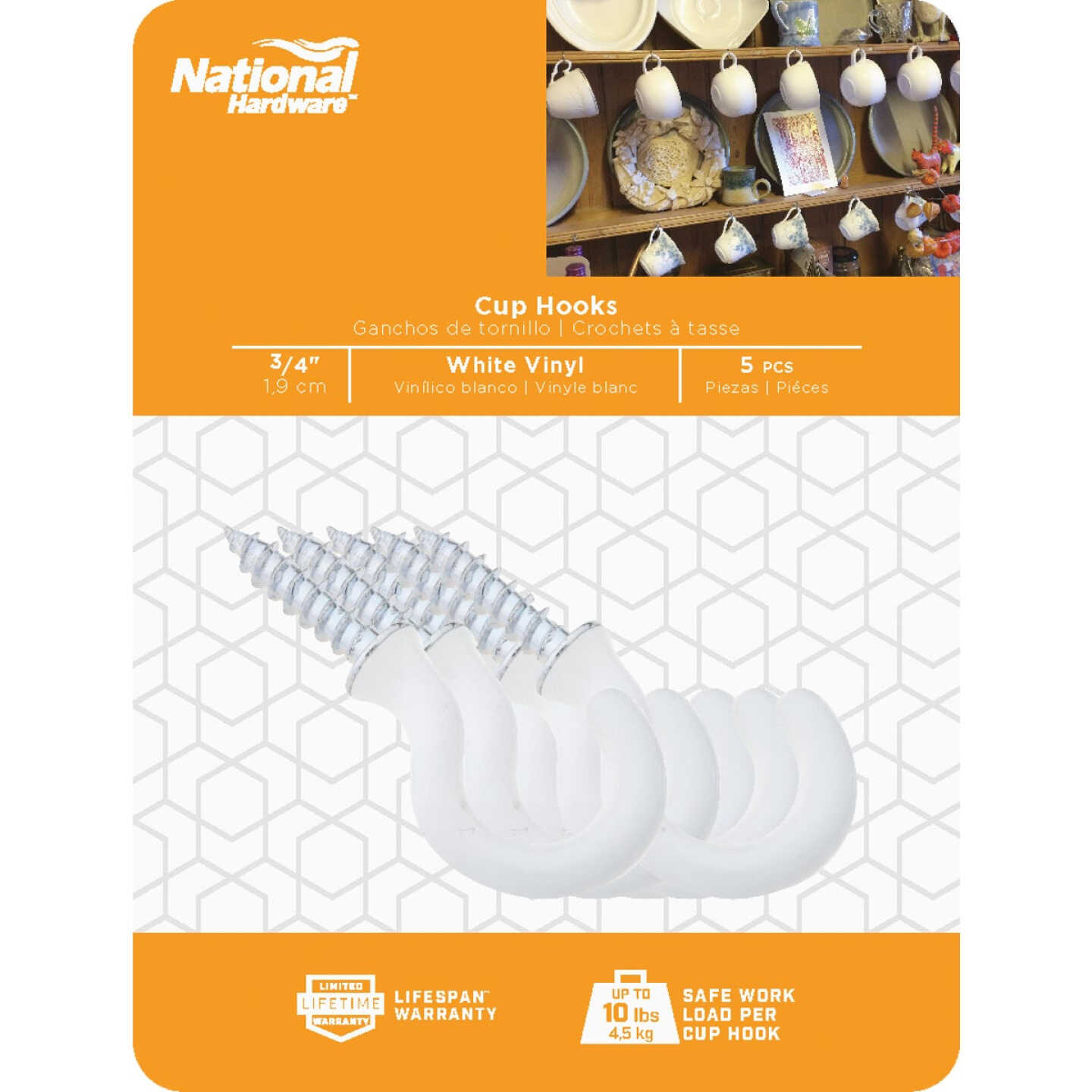 National Hardware 3/4 In. White Vinyl Cup Hook (5 Count) Image 2