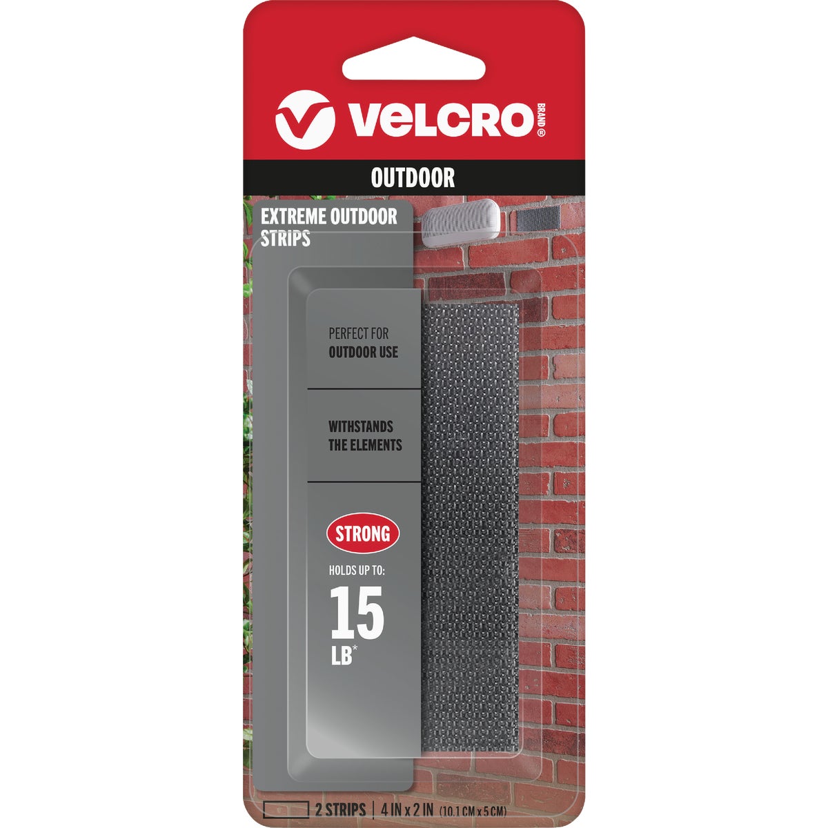 VELCRO Brand Industrial Strength Extreme Black 2 In. x 4 In. Adhesive Hook & Loop Strip (2-Count)