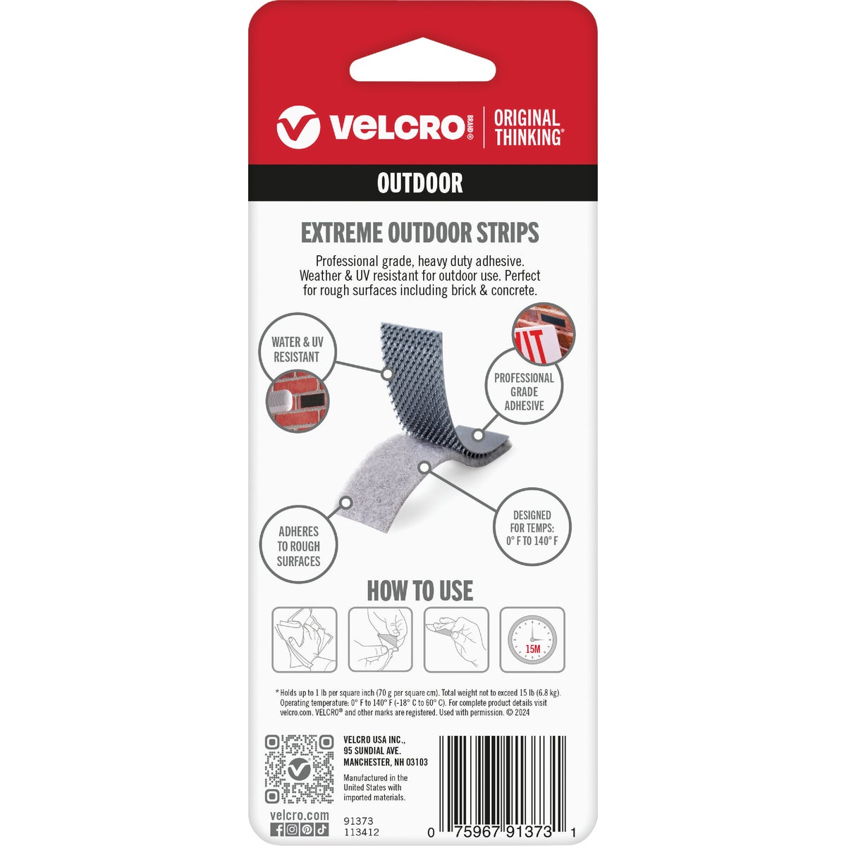 VELCRO Brand Industrial Strength Extreme Black 2 In. x 4 In. Adhesive Hook & Loop Strip (2-Count) Image 4