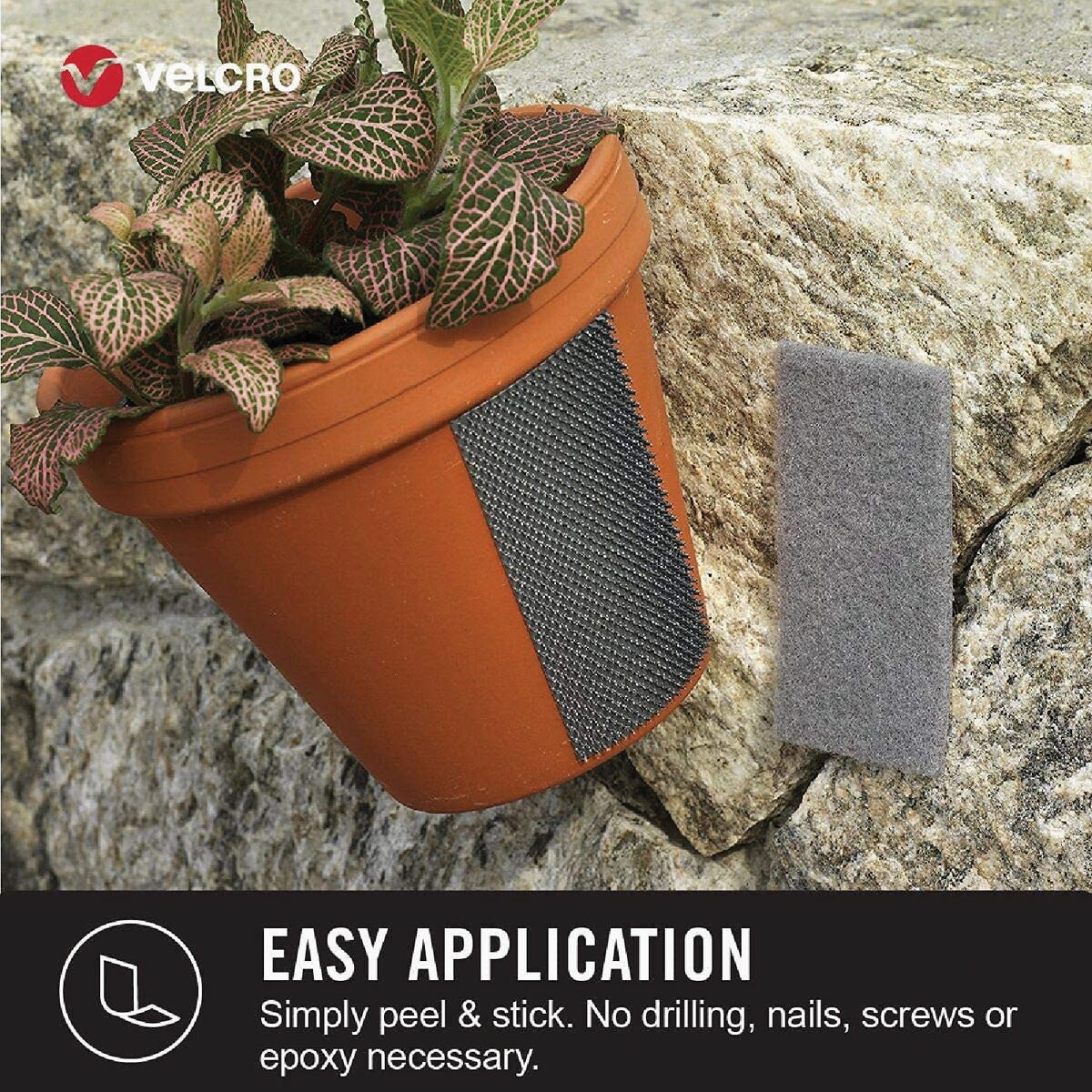VELCRO Brand Industrial Strength Extreme Black 2 In. x 4 In. Adhesive Hook & Loop Strip (2-Count) Image 3