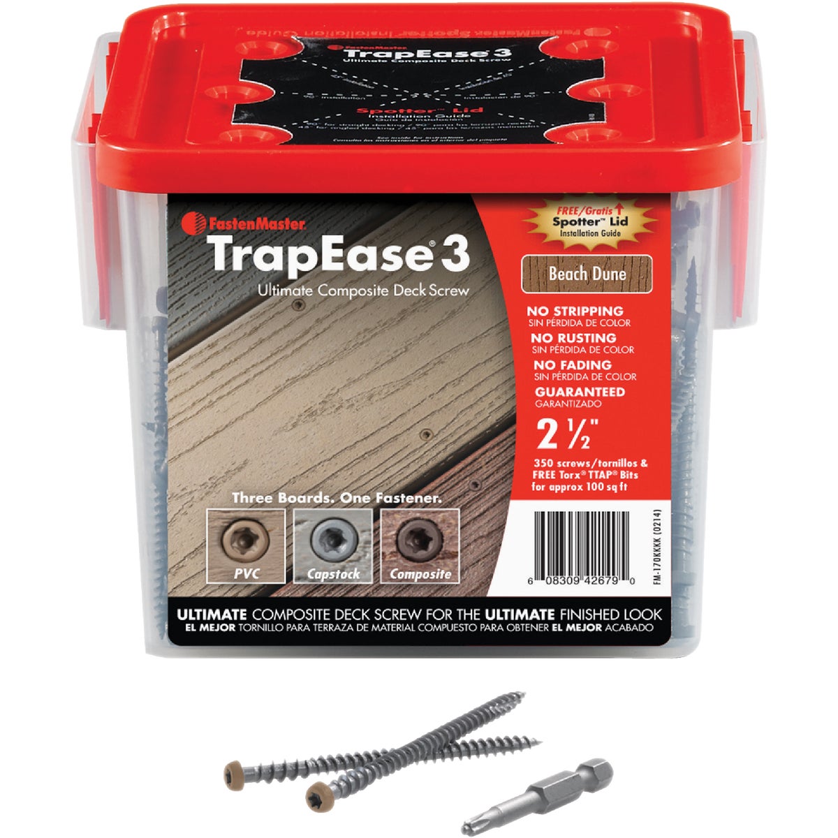 Fastenmaster TrapEase #10 x 2-1/2 In. Brown Ultimate Composite Deck Screw (350-Count Pail)