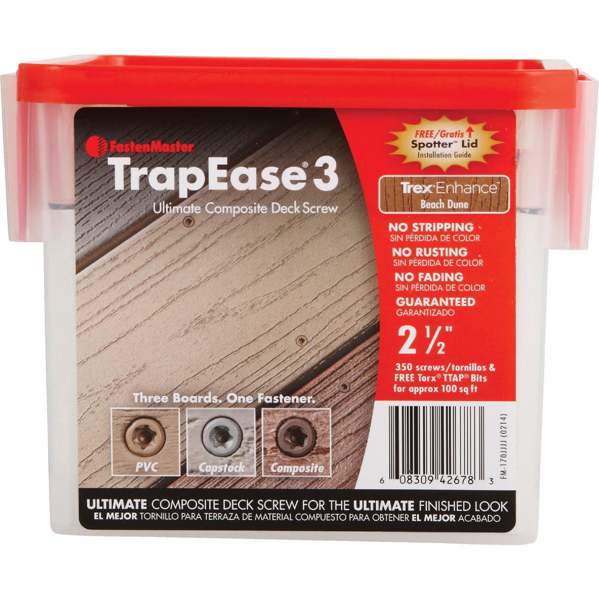 Fastenmaster TrapEase #10 x 2-1/2 In. Brown Ultimate Composite Deck Screw (350-Count Pail) Image 3