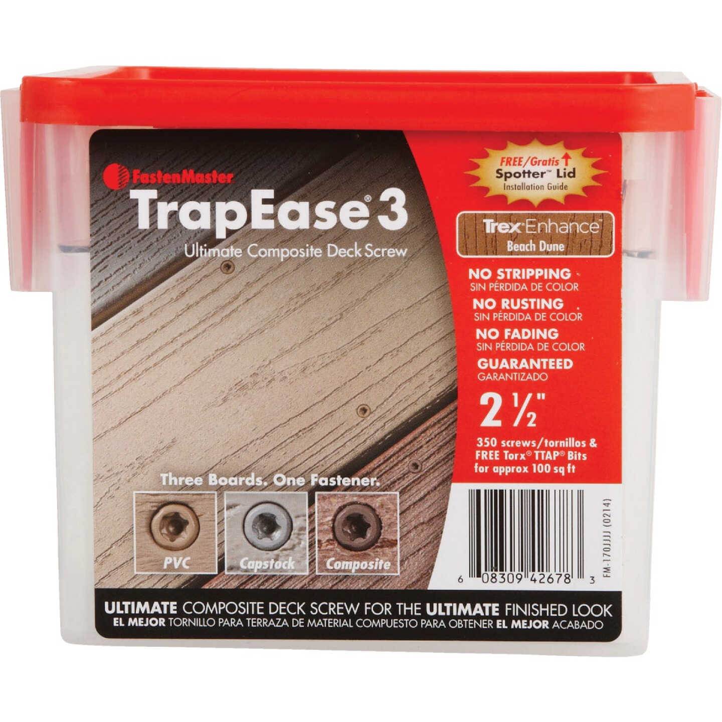Fastenmaster TrapEase #10 x 2-1/2 In. Brown Ultimate Composite Deck Screw (350-Count Pail) Image 3