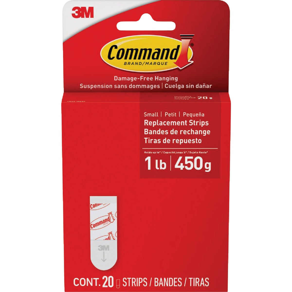 Command Small Adhesive Strip, White, 20 Strips Image 1