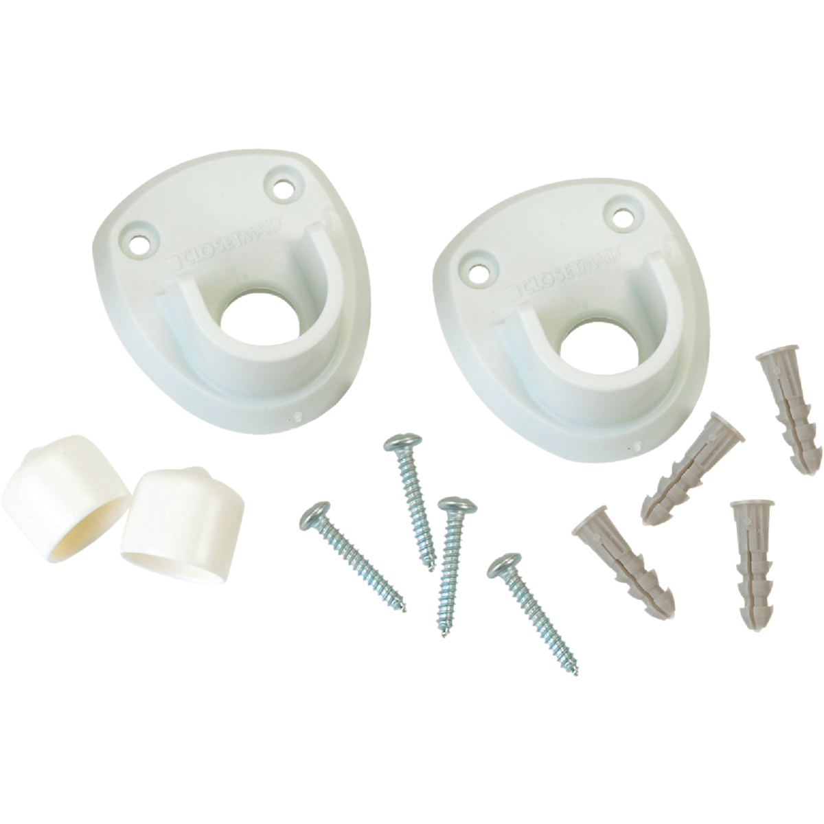 ClosetMaid SuperSlide 3/4 In. Resin Closet Rod Side Wall Bracket, White (2-Pack) Image 1