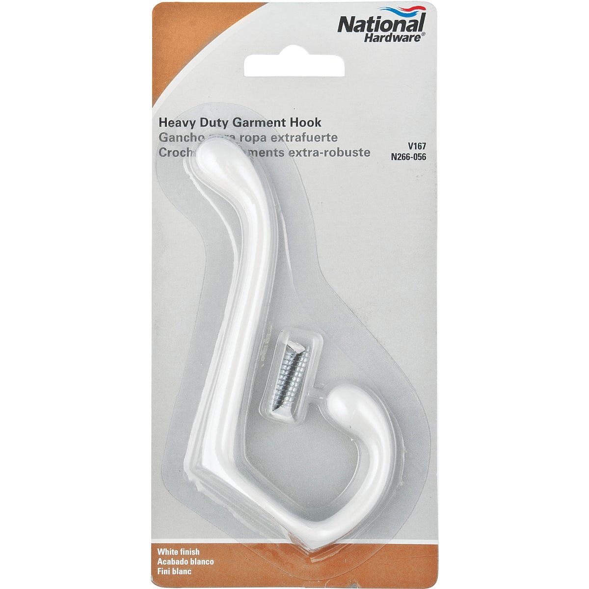National Hardware Heavy-Duty White Coat and Hat Wardrobe Hook Image 2