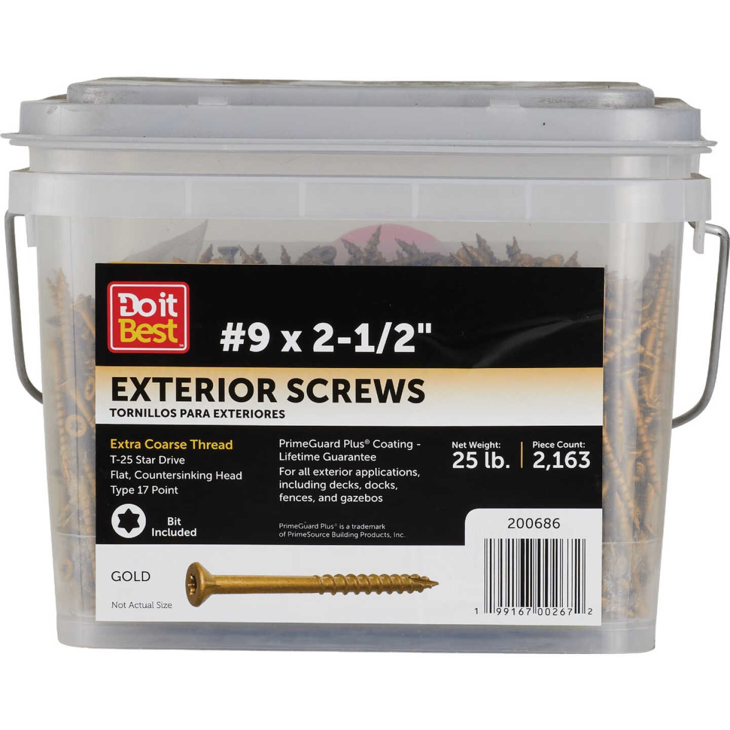 Do it Best PrimeGuard Plus #9 x 2-1/2 In. Star Drive Gold Deck Screw (25 Lb.) Image 1