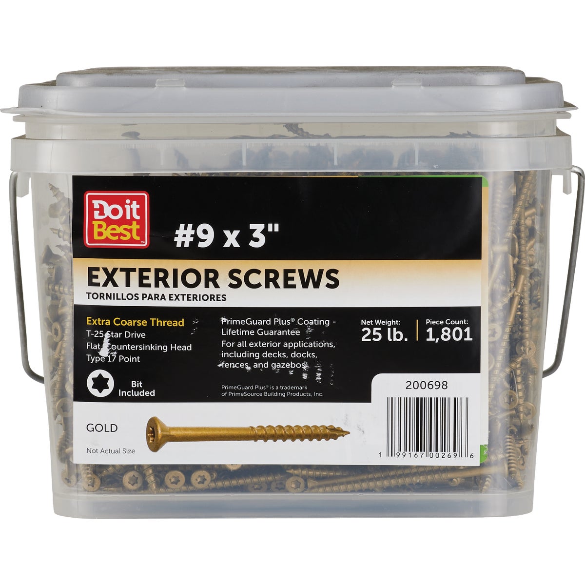 Do it Best PrimeGuard Plus #9 x 3 In. Star Drive Gold Deck Screw (25 Lb.)