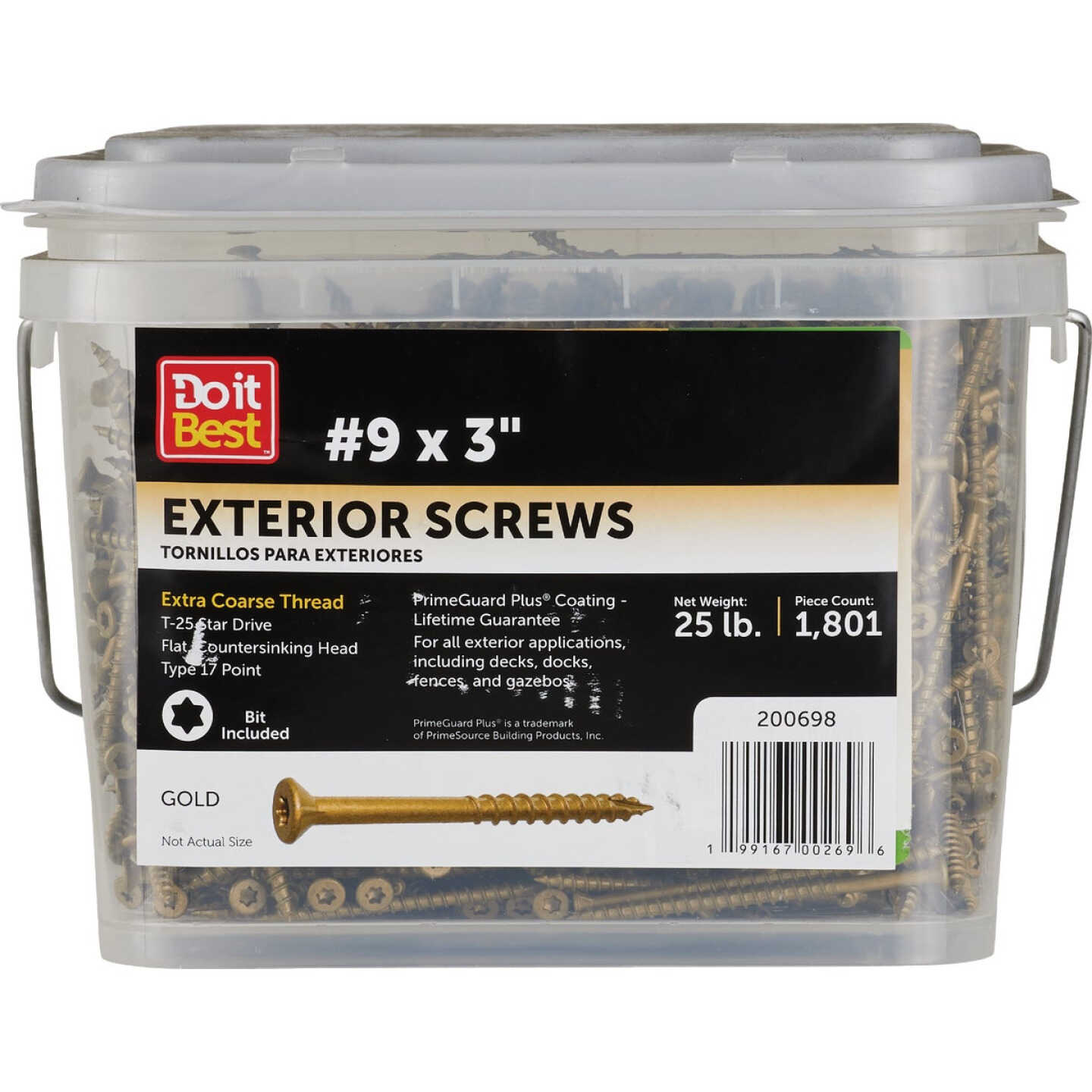 Do it Best PrimeGuard Plus #9 x 3 In. Star Drive Gold Deck Screw (25 Lb.) Image 1