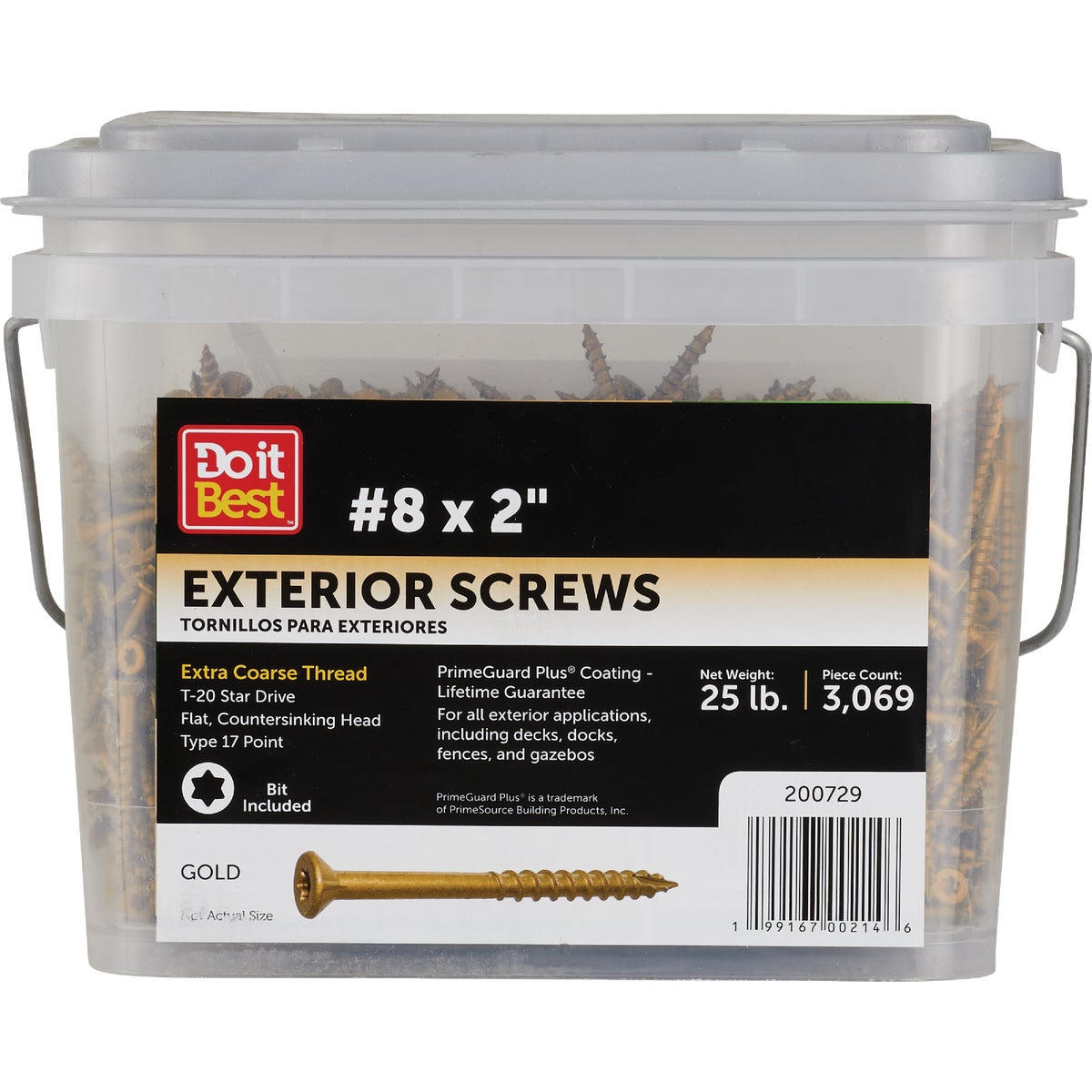 Do it Best PrimeGuard Plus #9 x 2 In. Star Drive Gold Wood Deck Screw (25 Lb.)