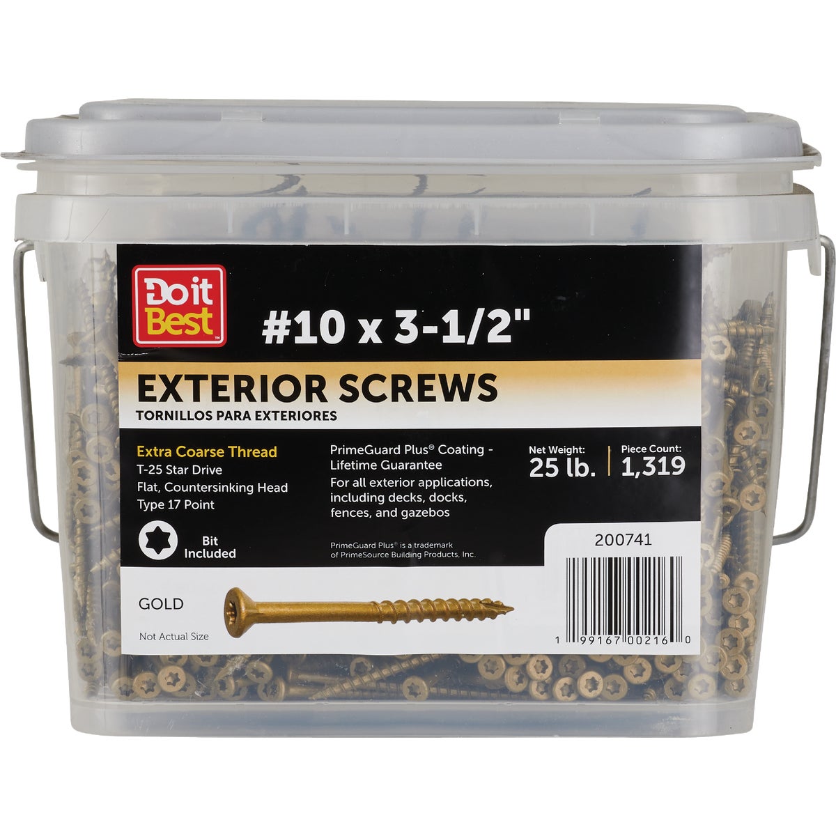 Do it Best PrimeGuard Plus #10 x 3-1/2 In. Star Drive Gold Wood Deck Screw (25 Lb.)