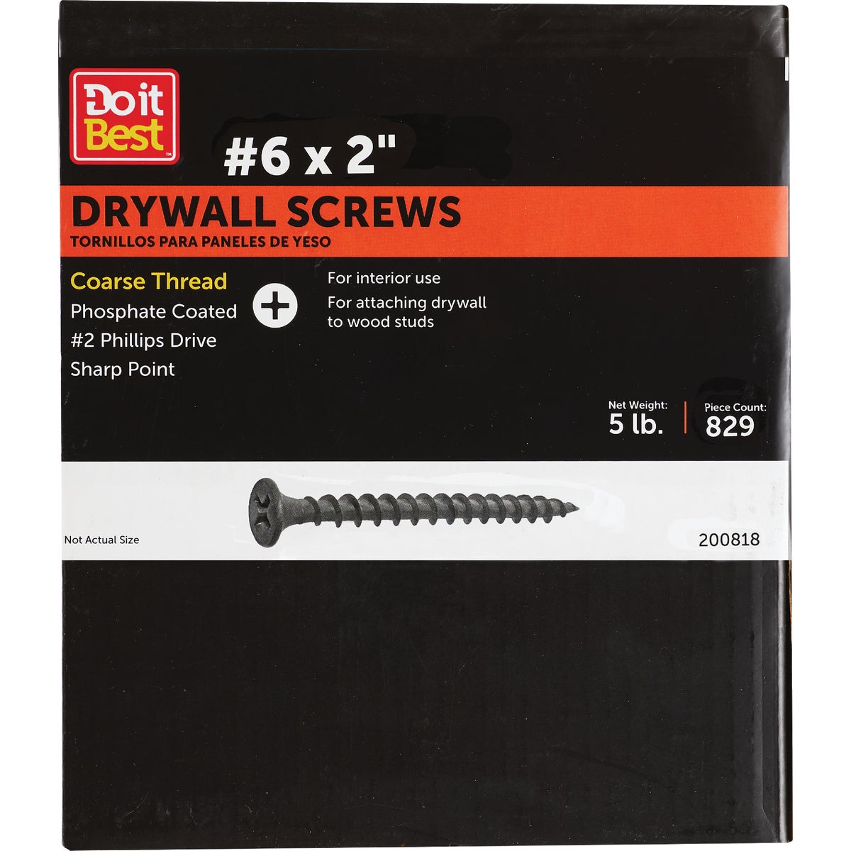 Do it #6 x 2 In. Coarse Thread Black Phosphate Drywall Screw (5 Lb.-Box) Image 1