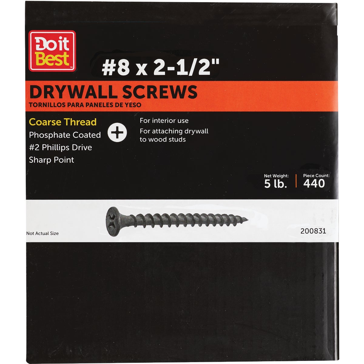 Do it #8 x 2-1/2 In. Coarse Thread Gray Phosphate Drywall Screw (5 Lb.-Box) Image 1