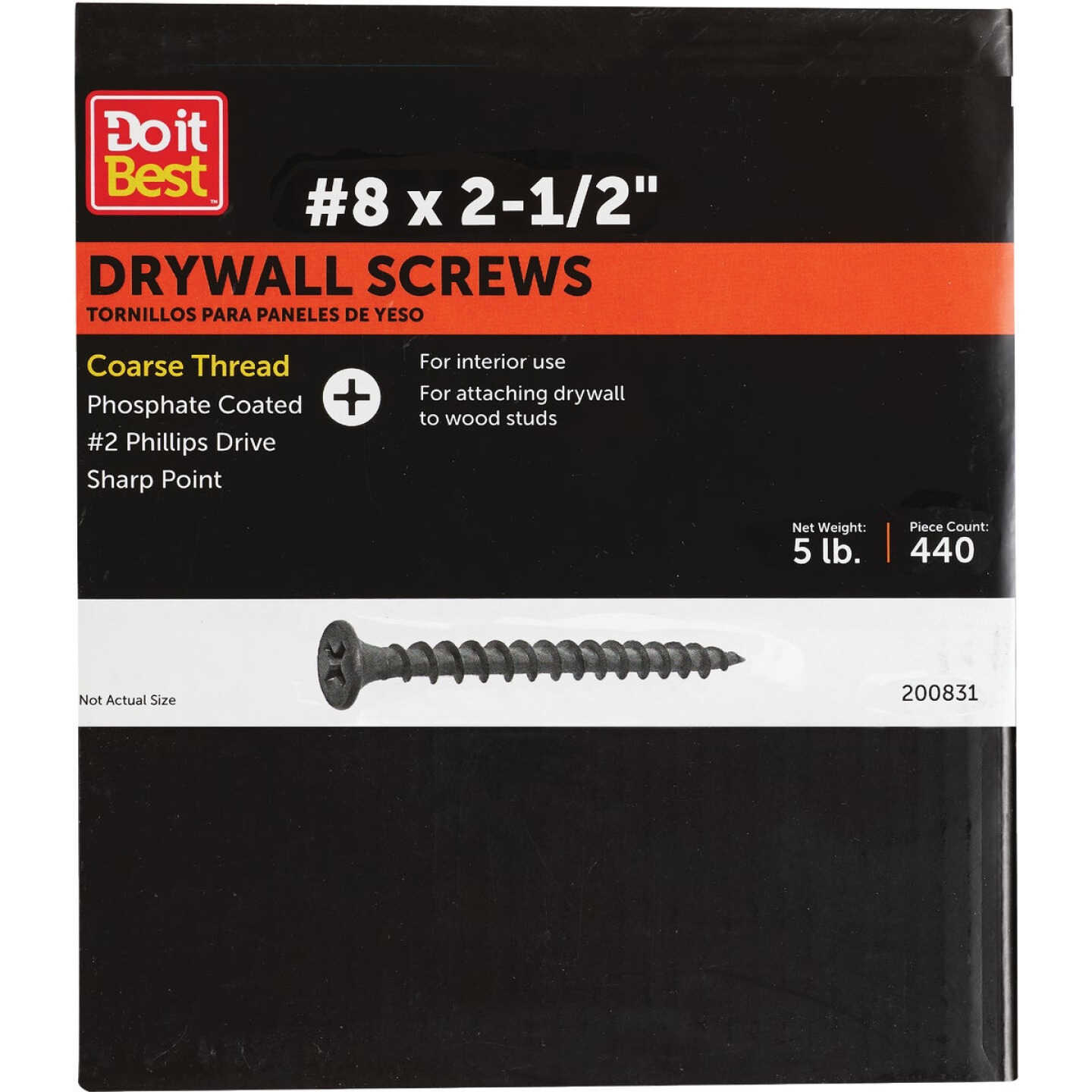 Do it #8 x 2-1/2 In. Coarse Thread Gray Phosphate Drywall Screw (5 Lb.-Box) Image 1