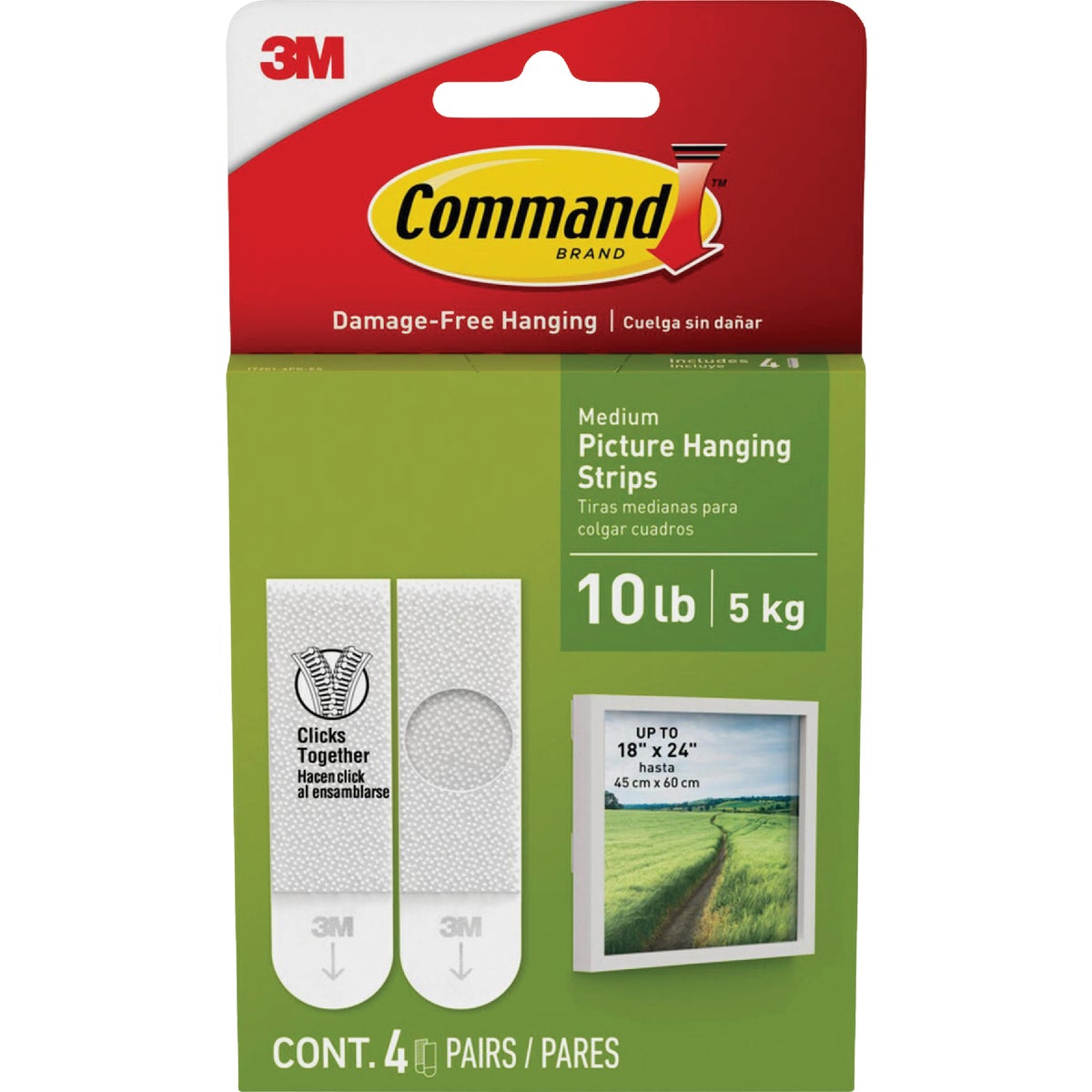 Command 10 lb White Picture Hanging Strips, 4 Pairs Image 1