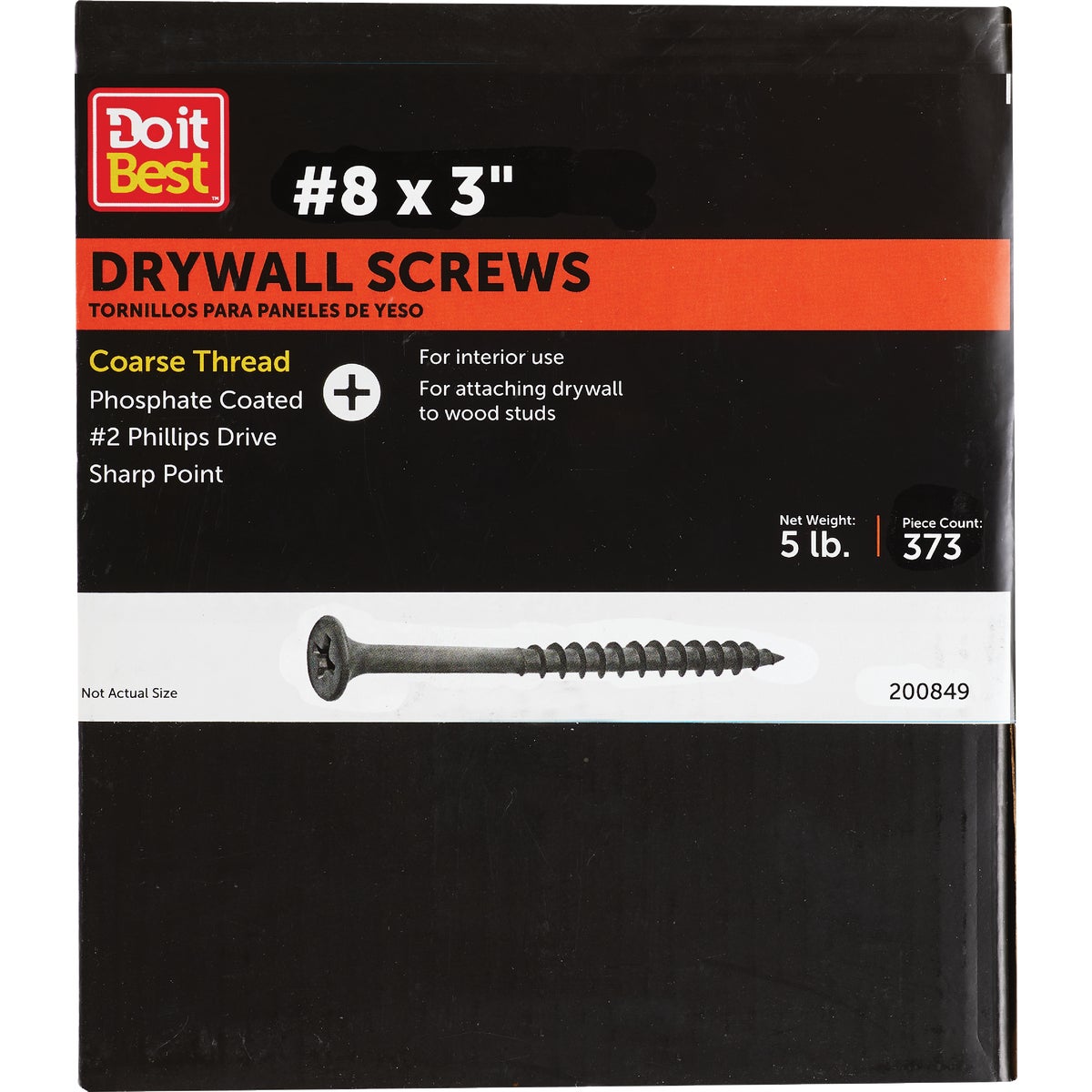 Do it #8 x 3 In. Coarse Thread Black Phosphate Drywall Screw (5 Lb.-Box) Image 1