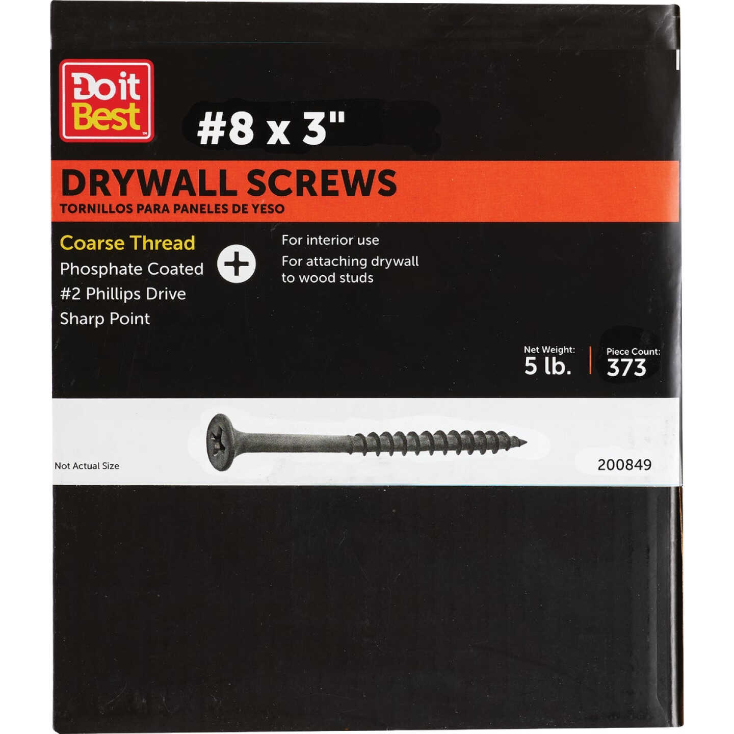 Do it #8 x 3 In. Coarse Thread Black Phosphate Drywall Screw (5 Lb.-Box) Image 1