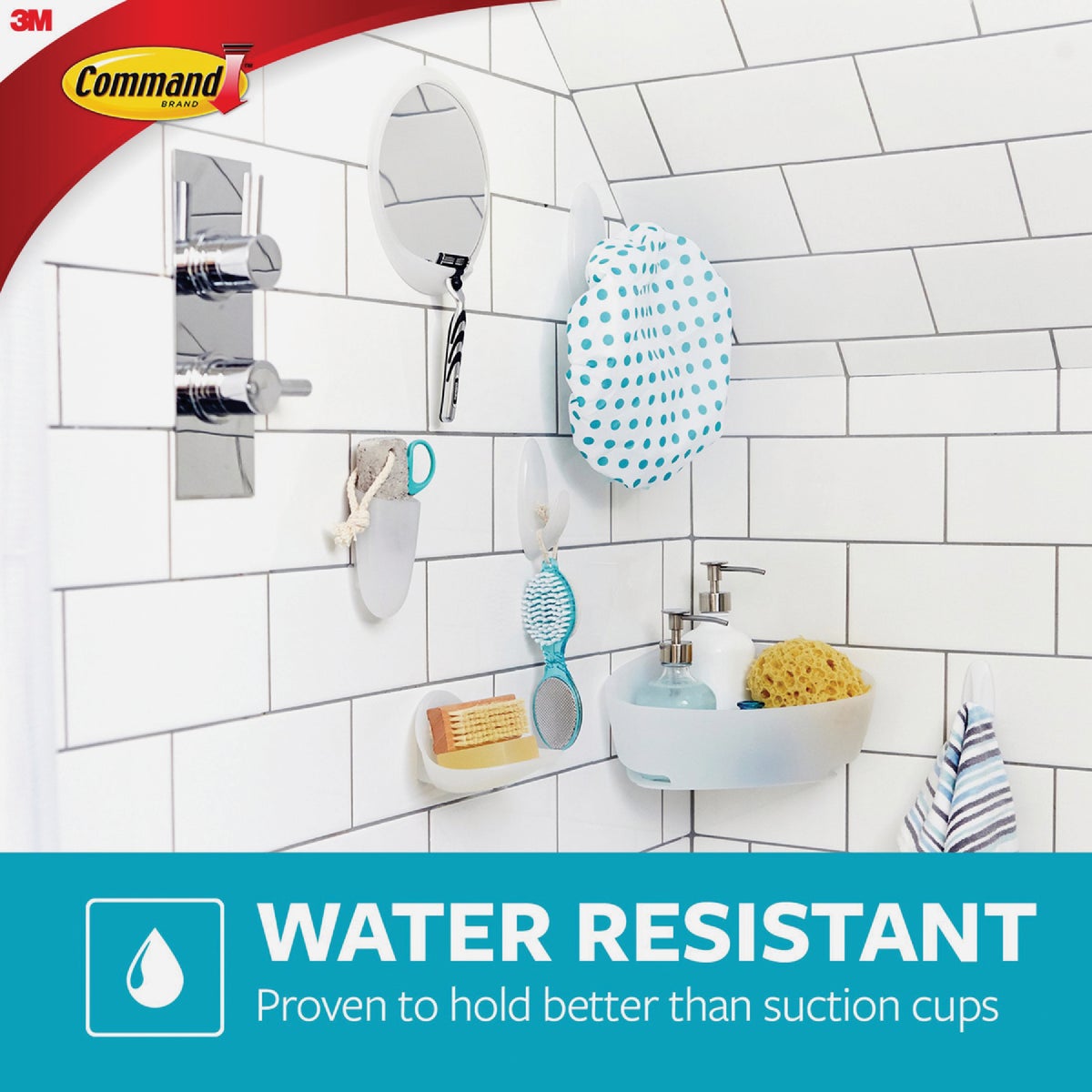 Command Large Bath Hook, White, 1 Hook, 1 Large Strip Image 2