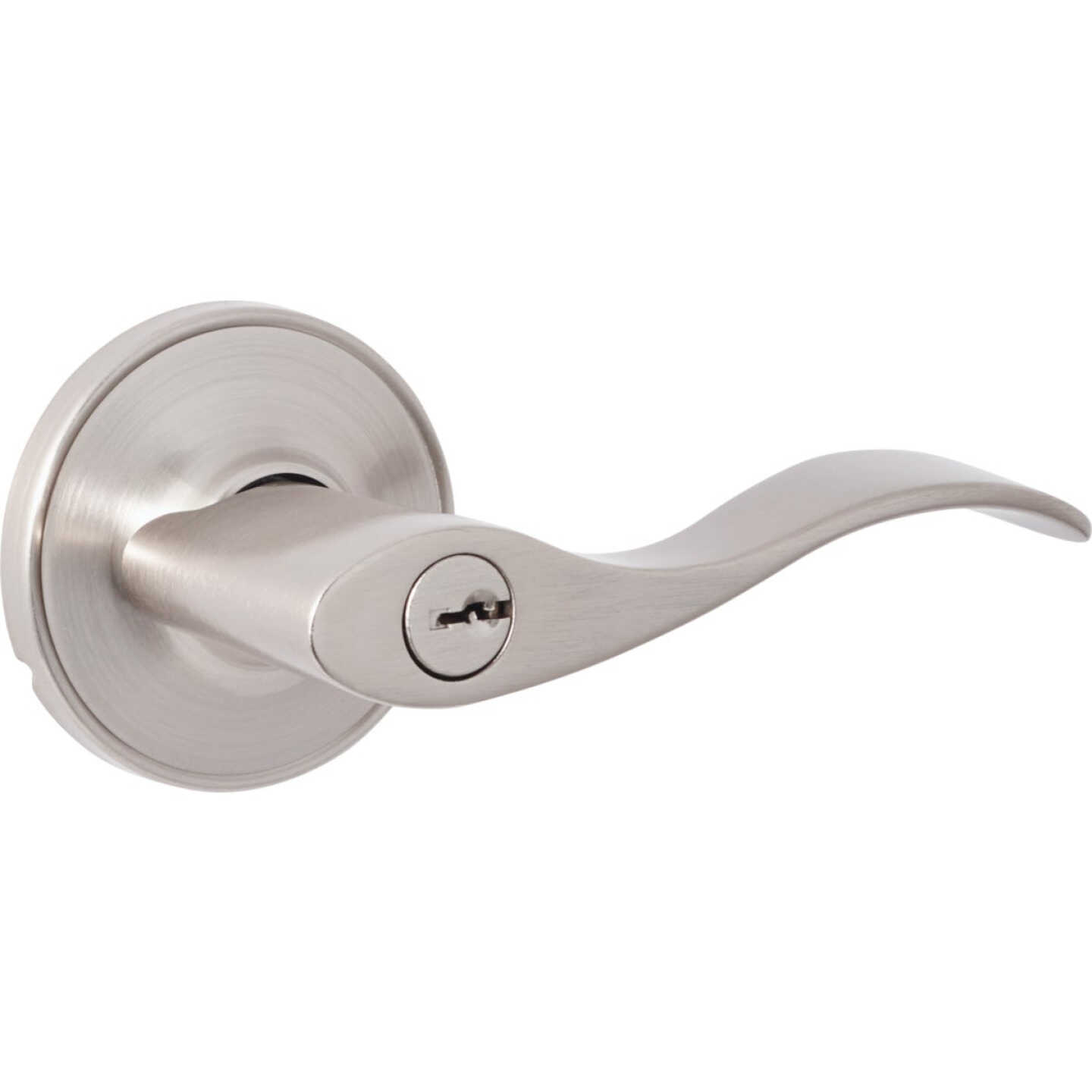 Steel Pro Brushed Nickel Wave Entry Door Lever Image 1