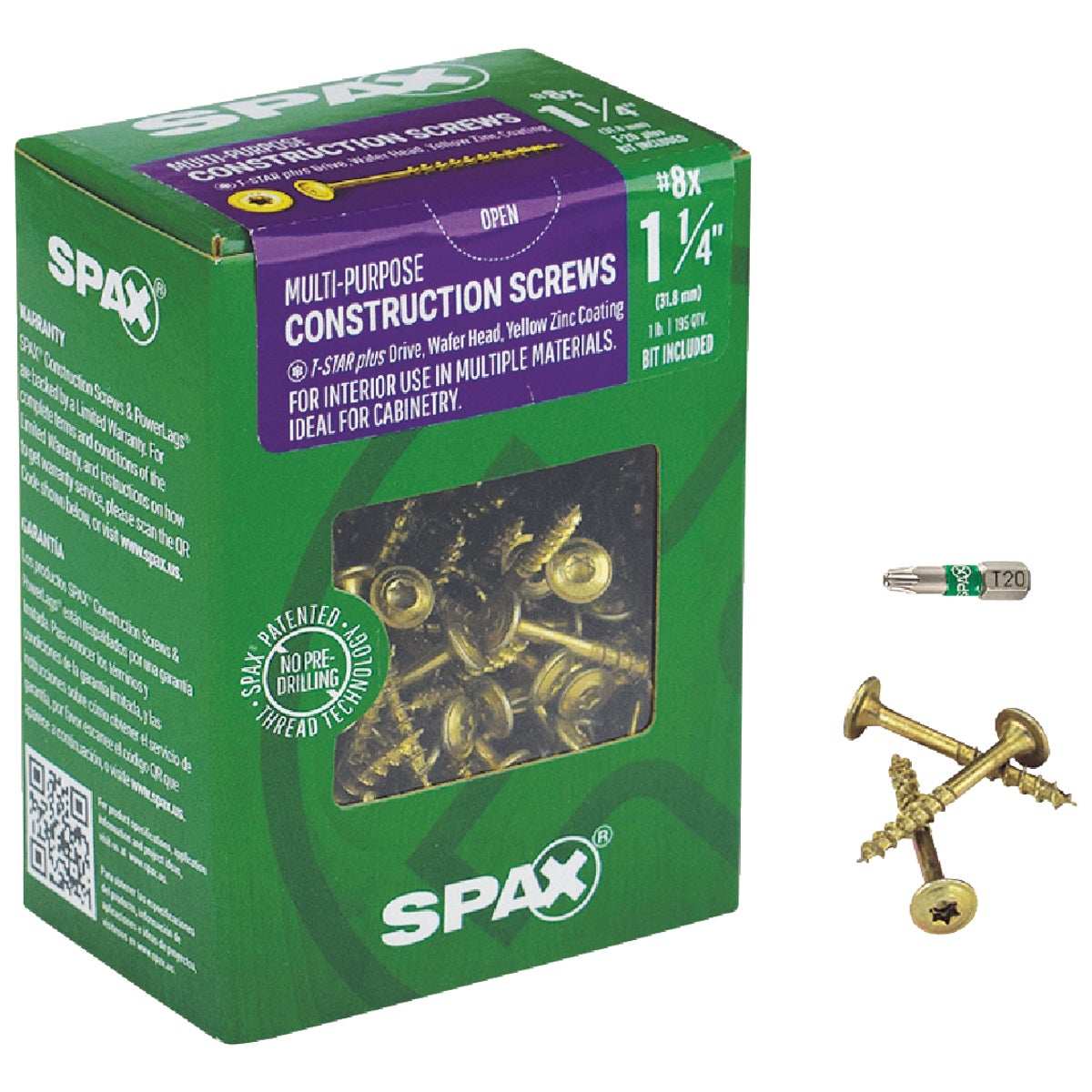 SPAX #8 x 1-1/4 In. T20 Plus Wafer Head Yellow Zinc (Interior) Cabinet Screw (195-Count)
