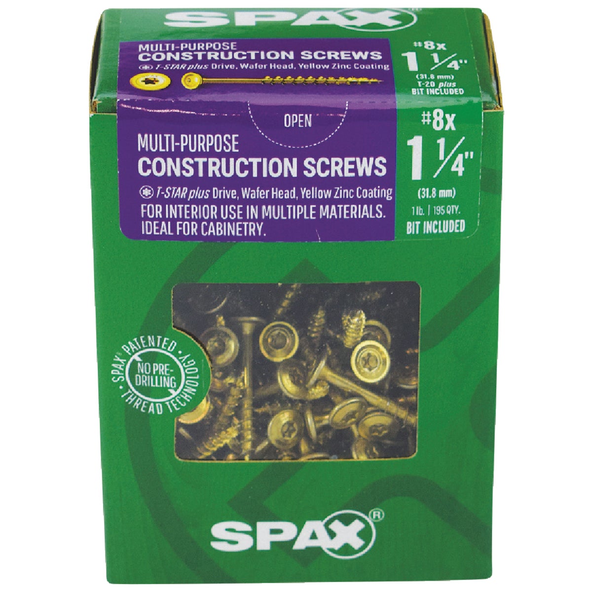 SPAX #8 x 1-1/4 In. T20 Plus Wafer Head Yellow Zinc (Interior) Cabinet Screw (195-Count) Image 2