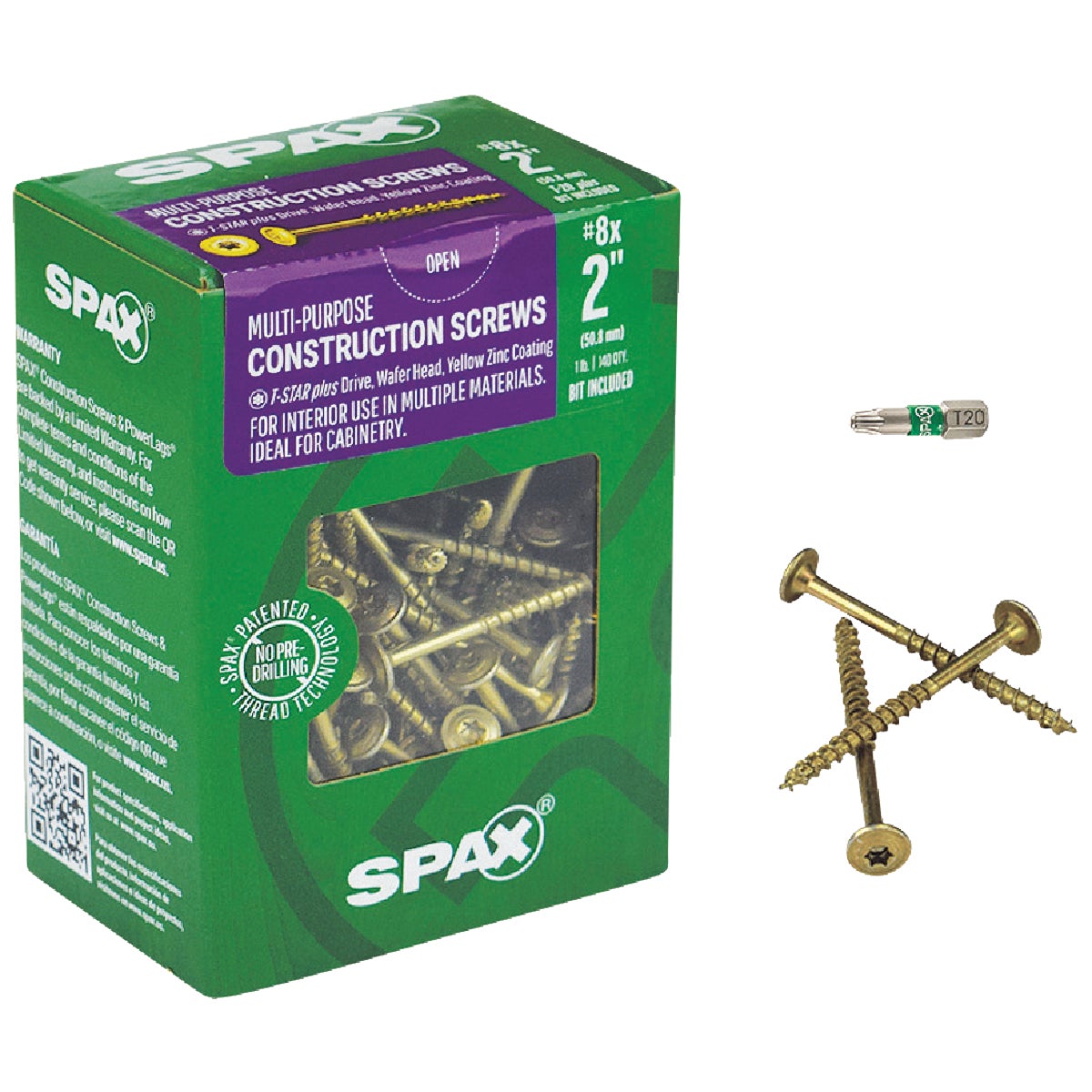 SPAX #8 x 2 In. T20 Plus Wafer Head Yellow Zinc (Interior) Cabinet Screw (140-Count)