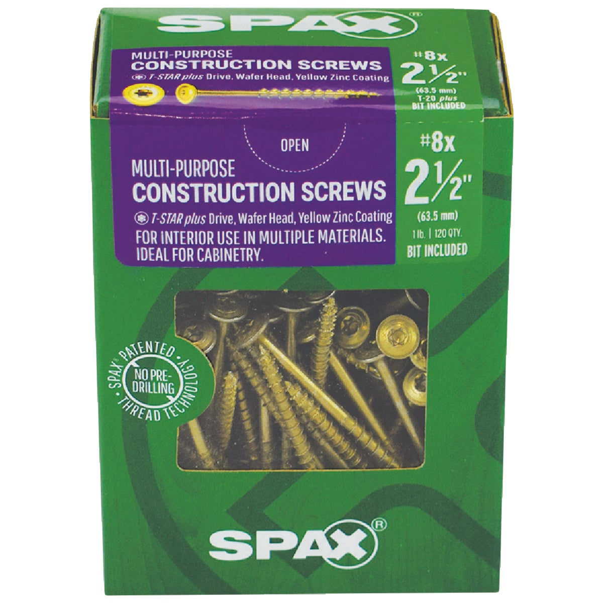 SPAX #8 x 2-1/2 In. T20 Plus Wafer Head Yellow Zinc (Interior) Cabinet Screw (120-Count) Image 2